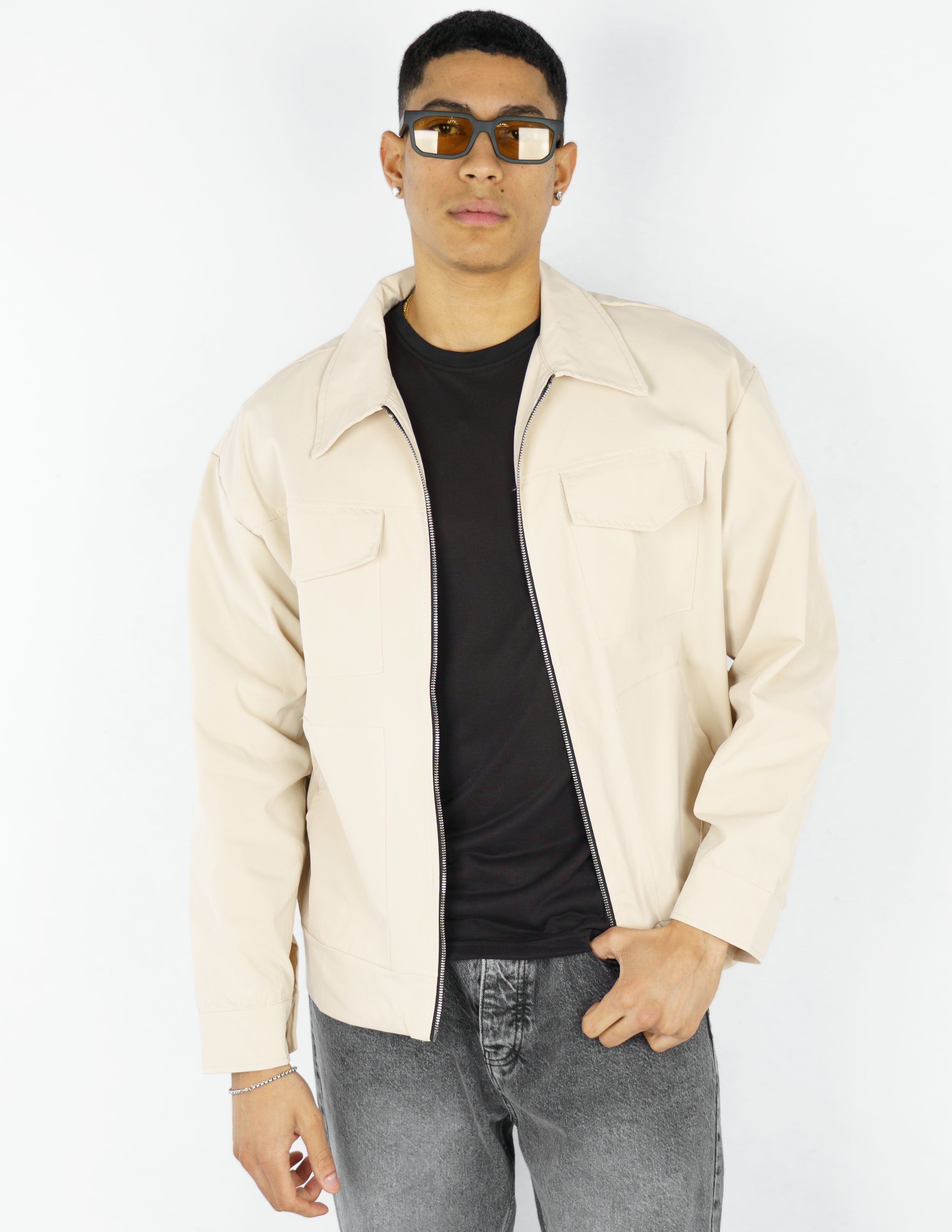 Giacca over shirt in tessuto tecnico