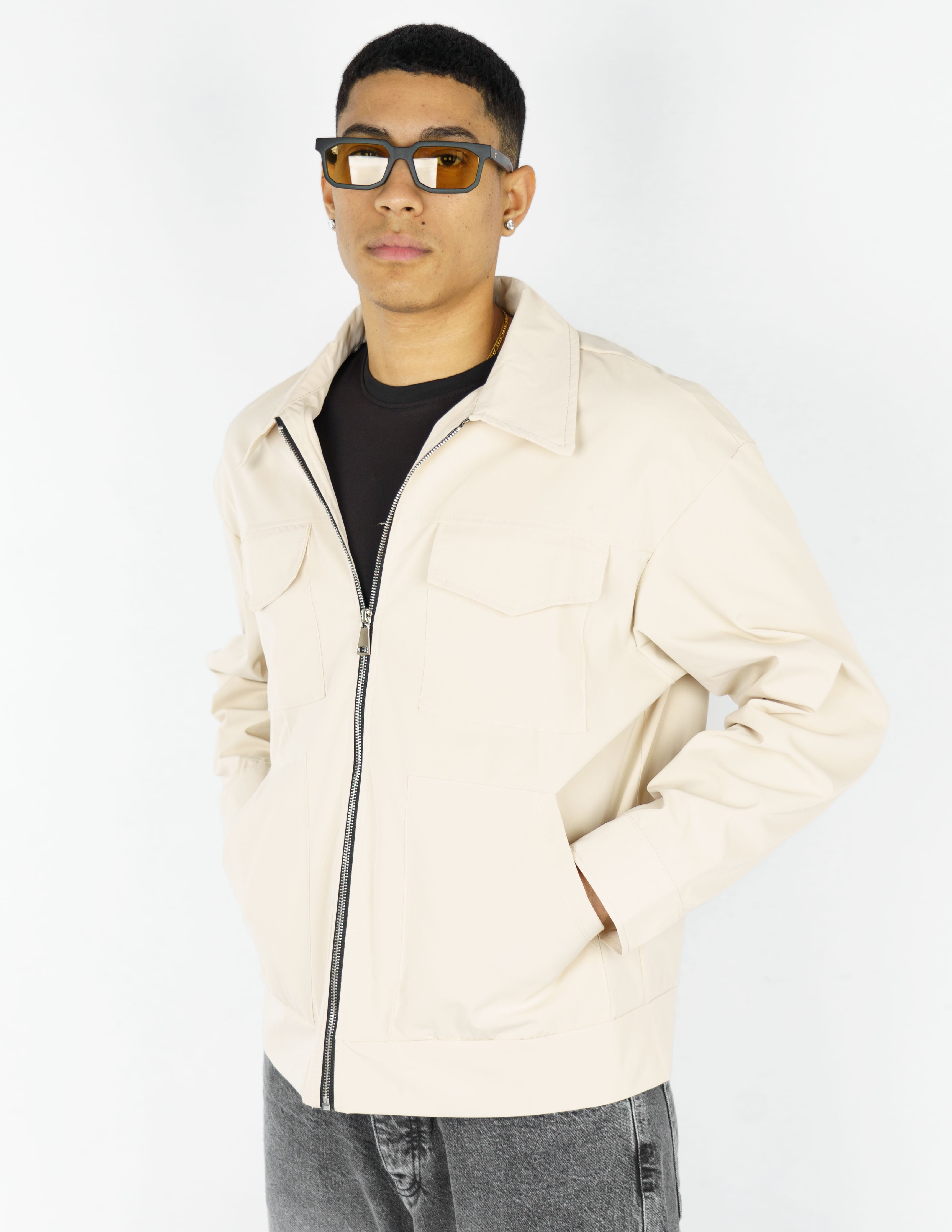 Giacca over shirt in tessuto tecnico