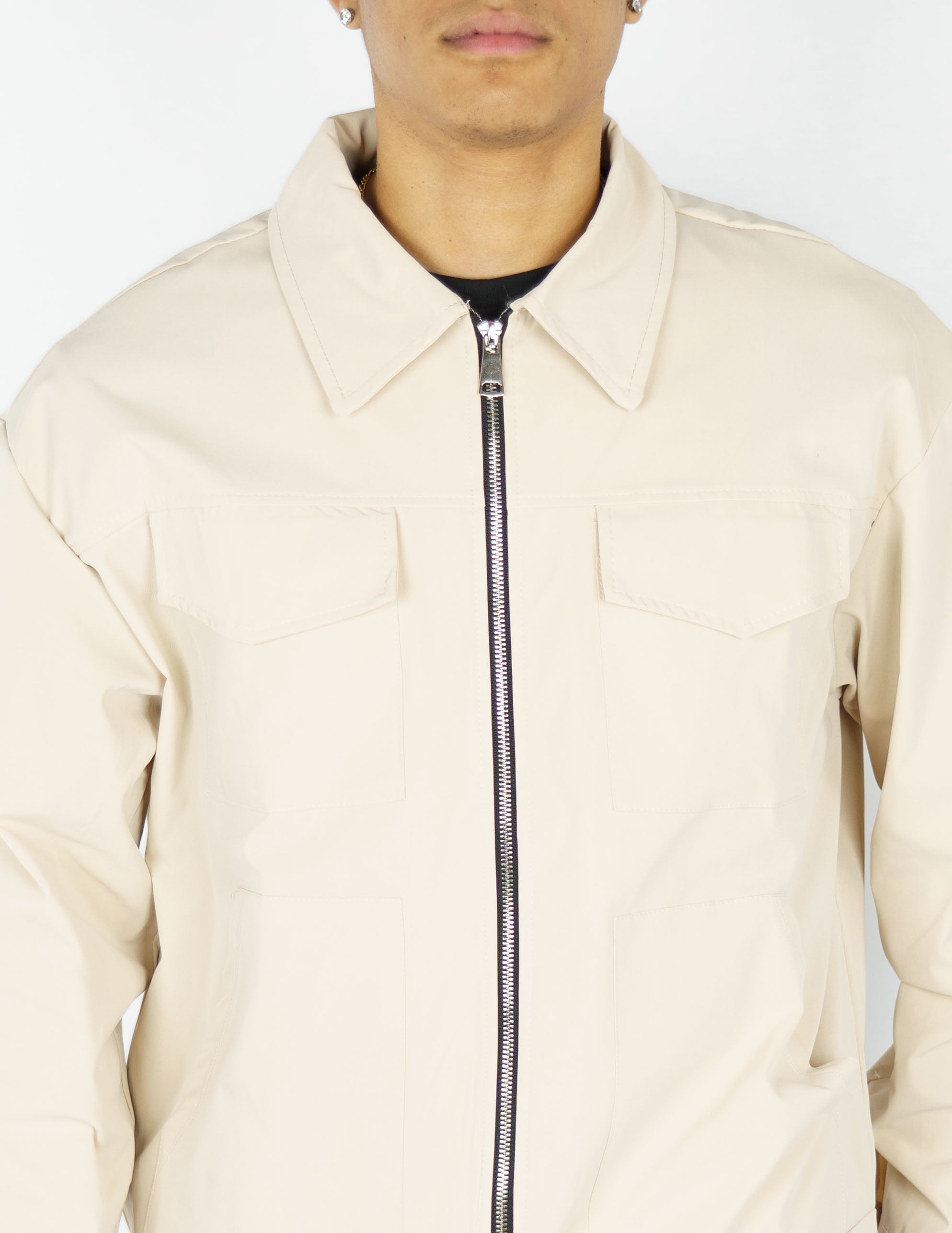 Giacca over shirt in tessuto tecnico