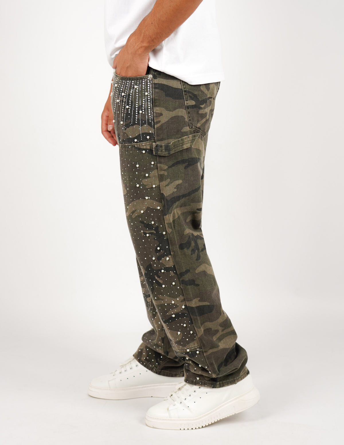 JEANS CAMOUFLAGE CON DETTAGLIO