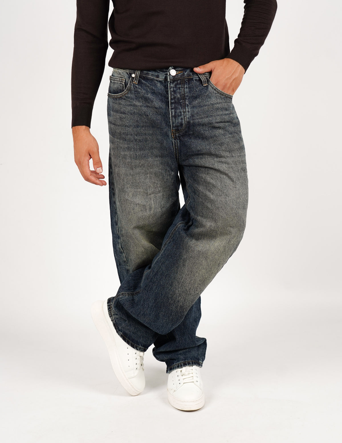 jeans lavaggio scuro balloon fit