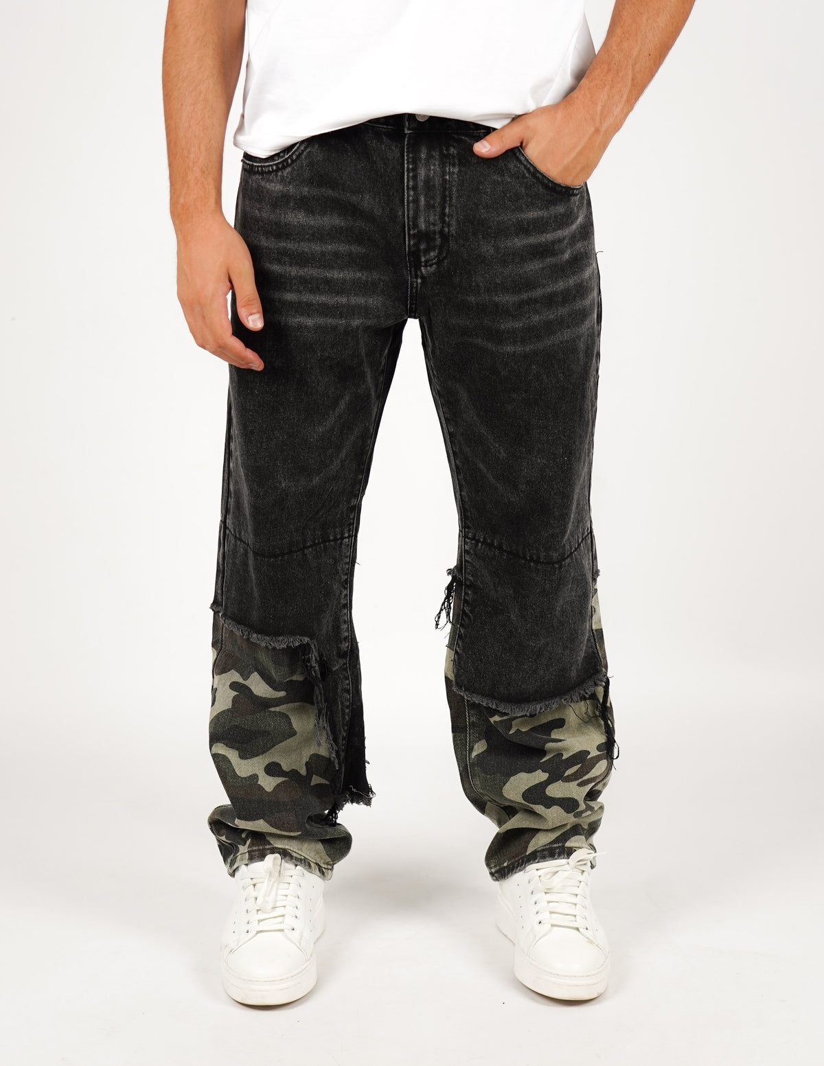 JEANS NERO FONDO MILITARE