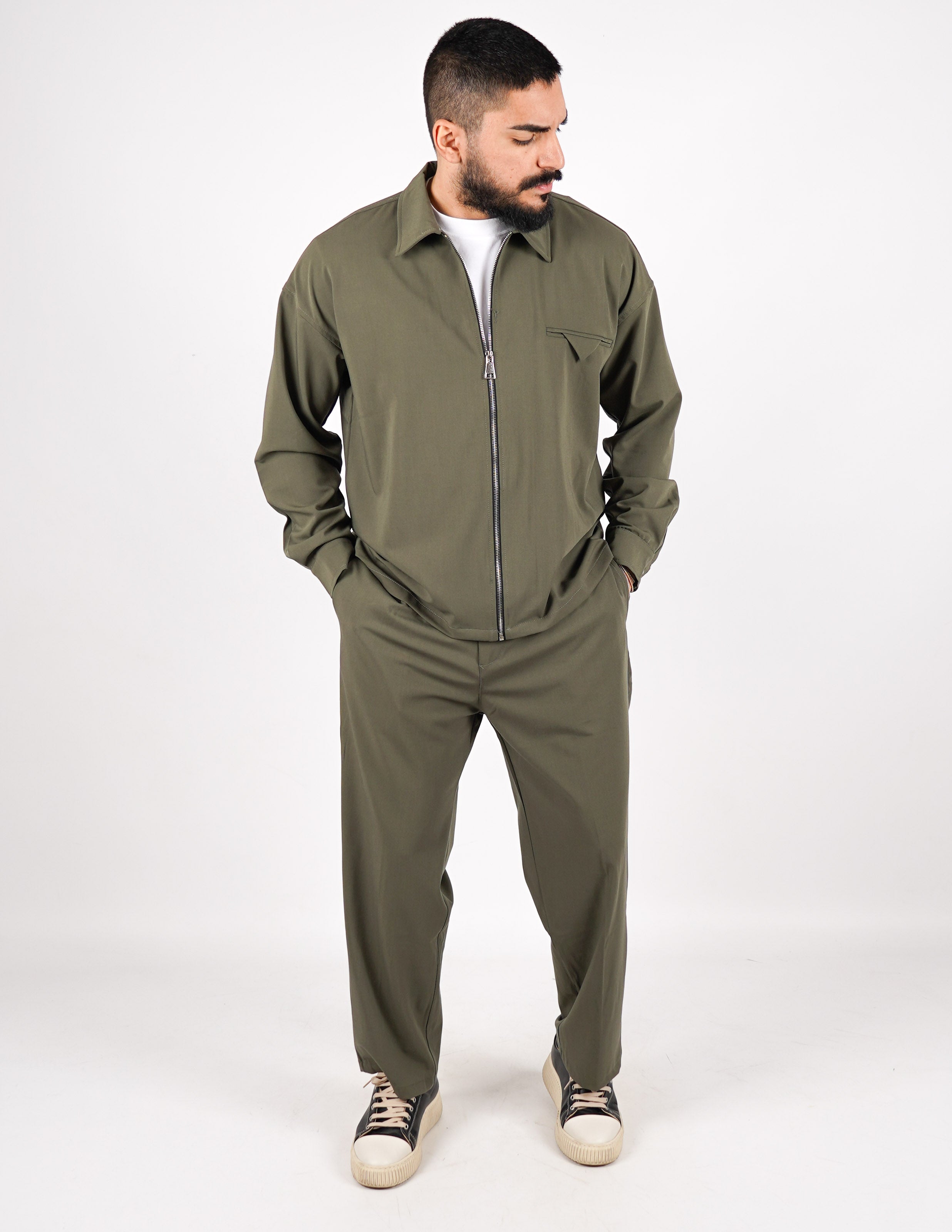 COORDINATO CON ZIP TINTA UNITA