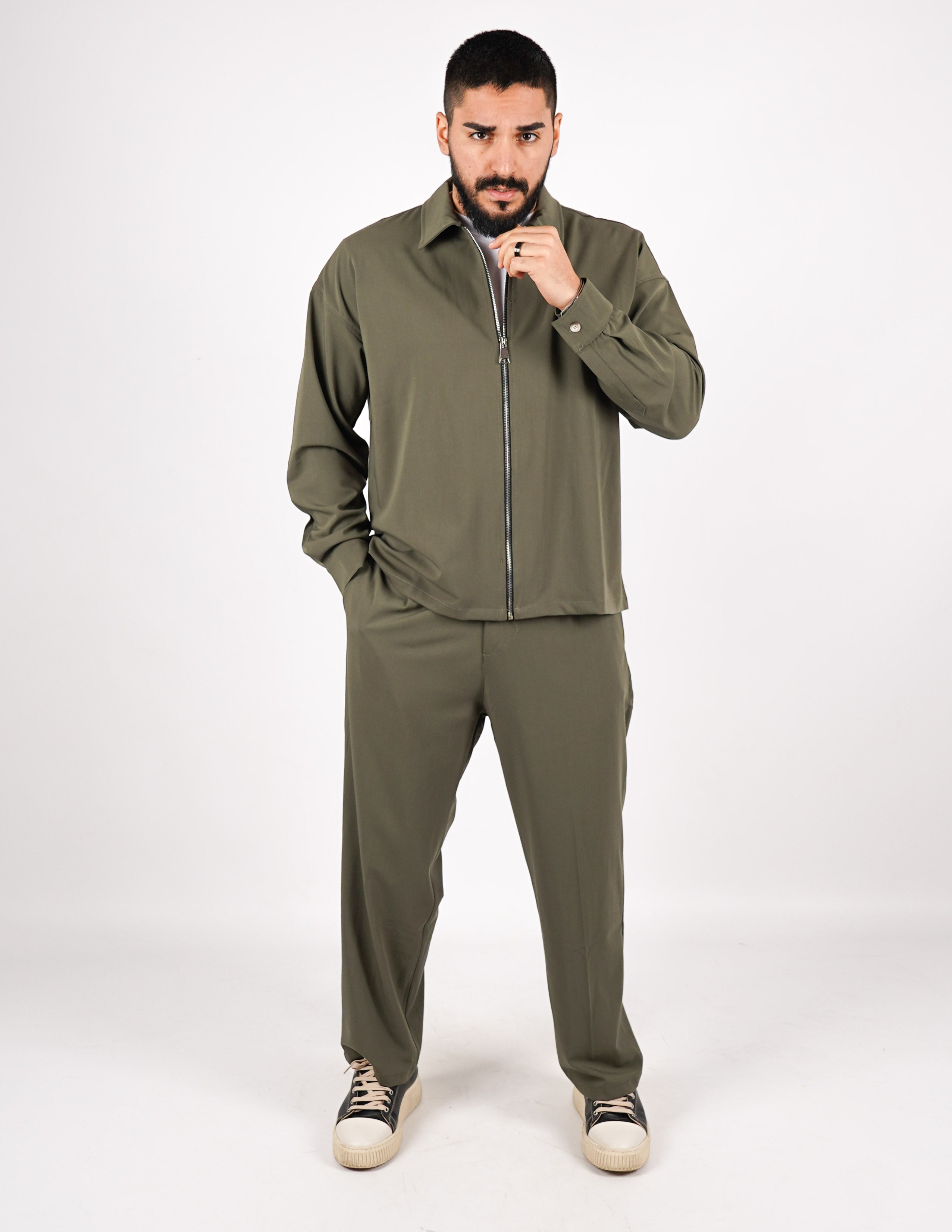 COORDINATO CON ZIP TINTA UNITA