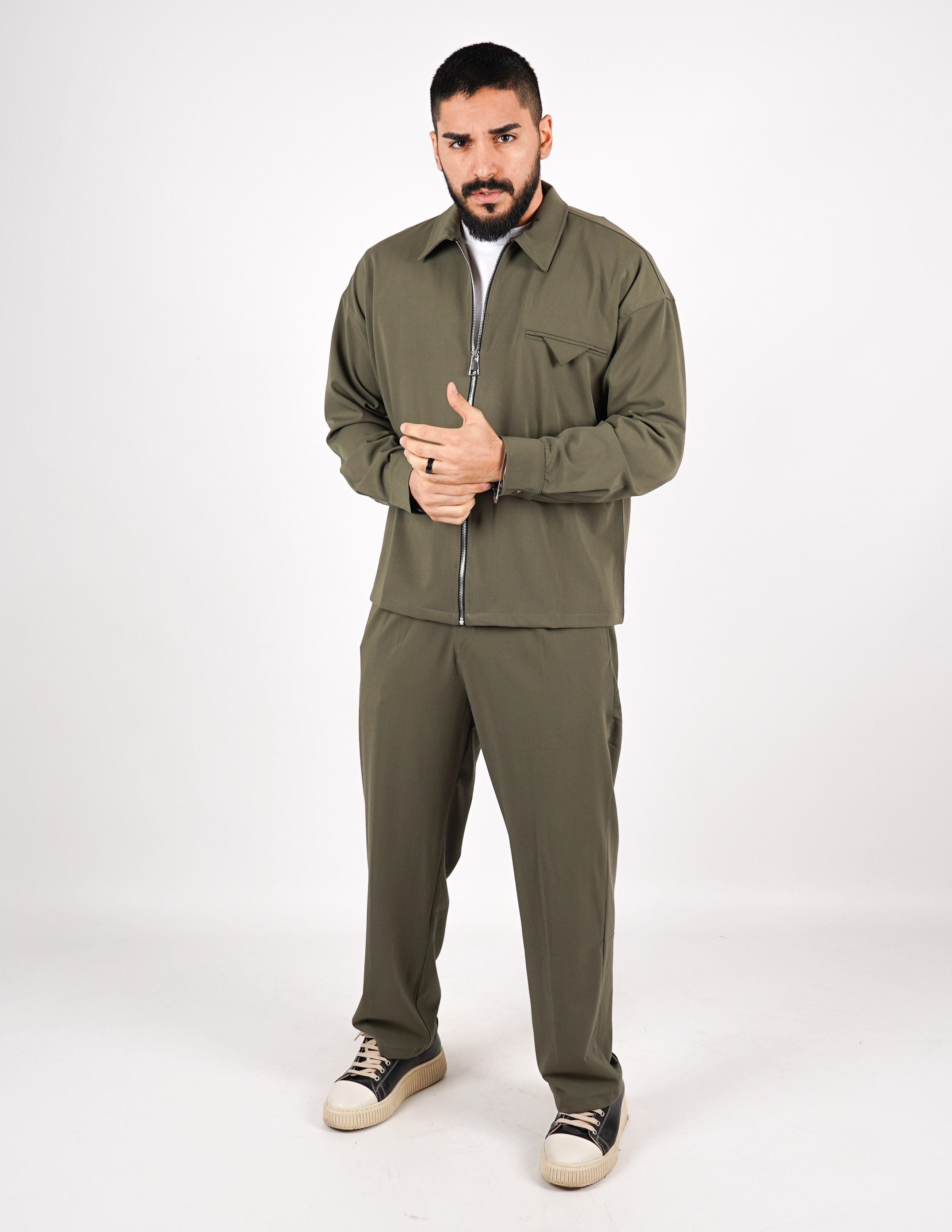 COORDINATO CON ZIP TINTA UNITA