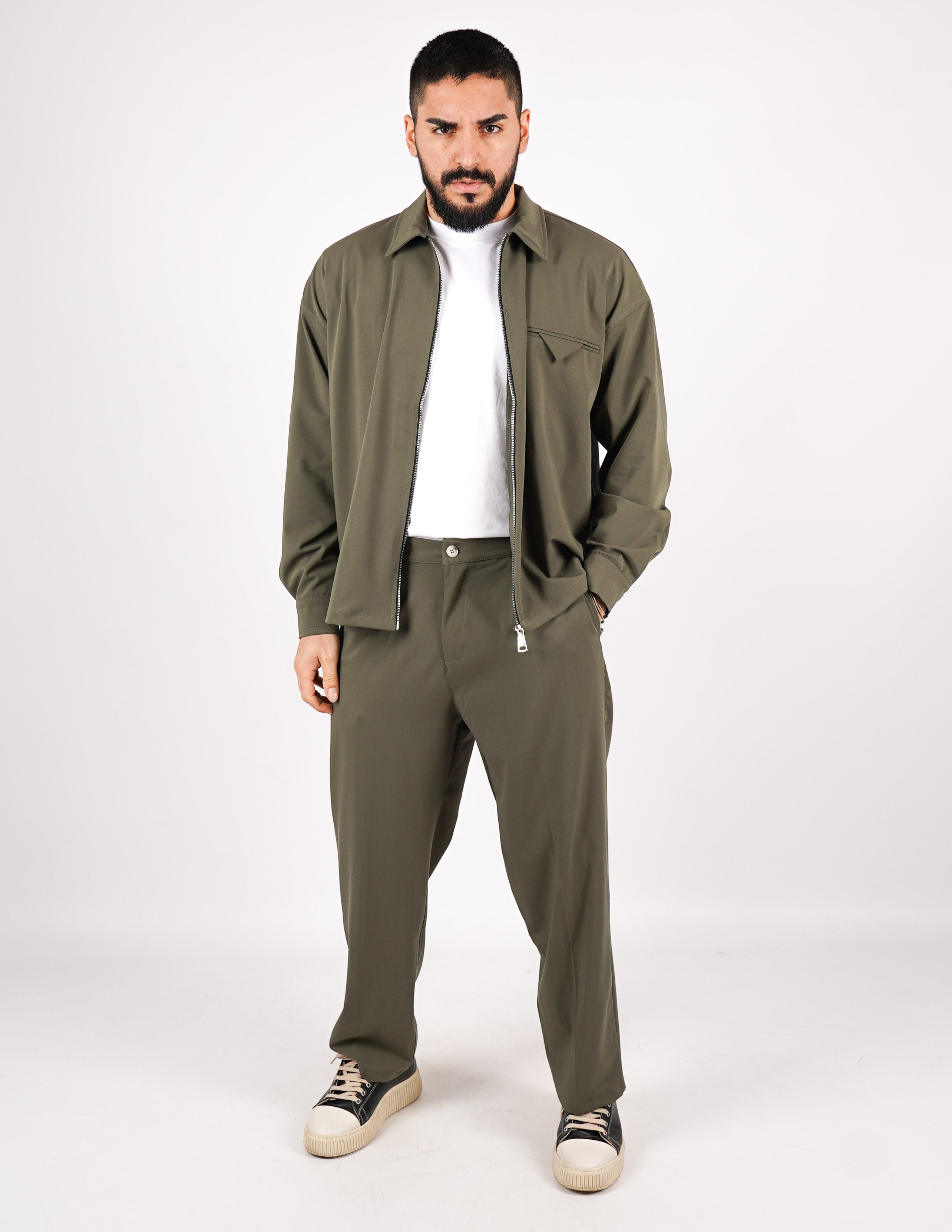 COORDINATO CON ZIP TINTA UNITA