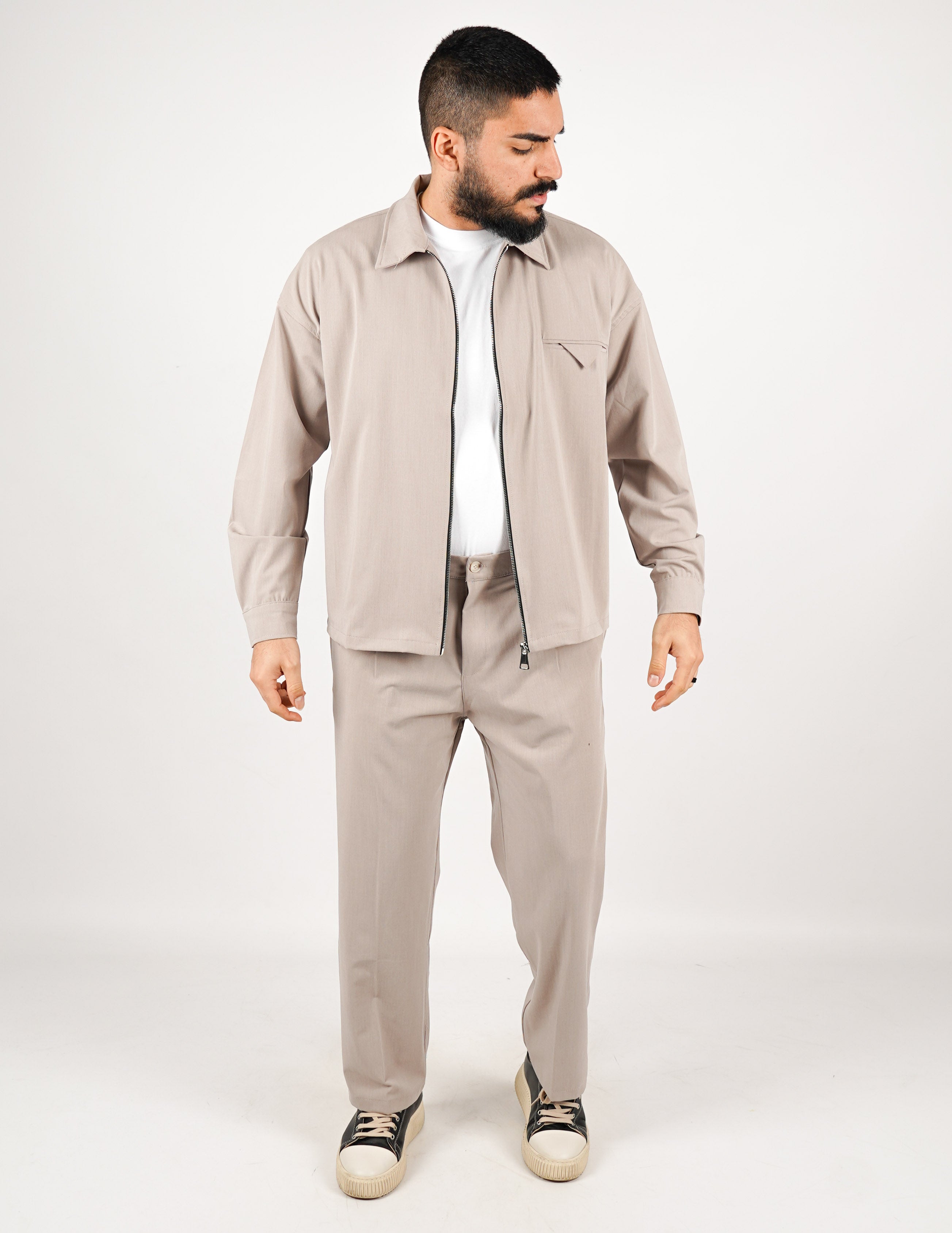 COORDINATO CON ZIP TINTA UNITA