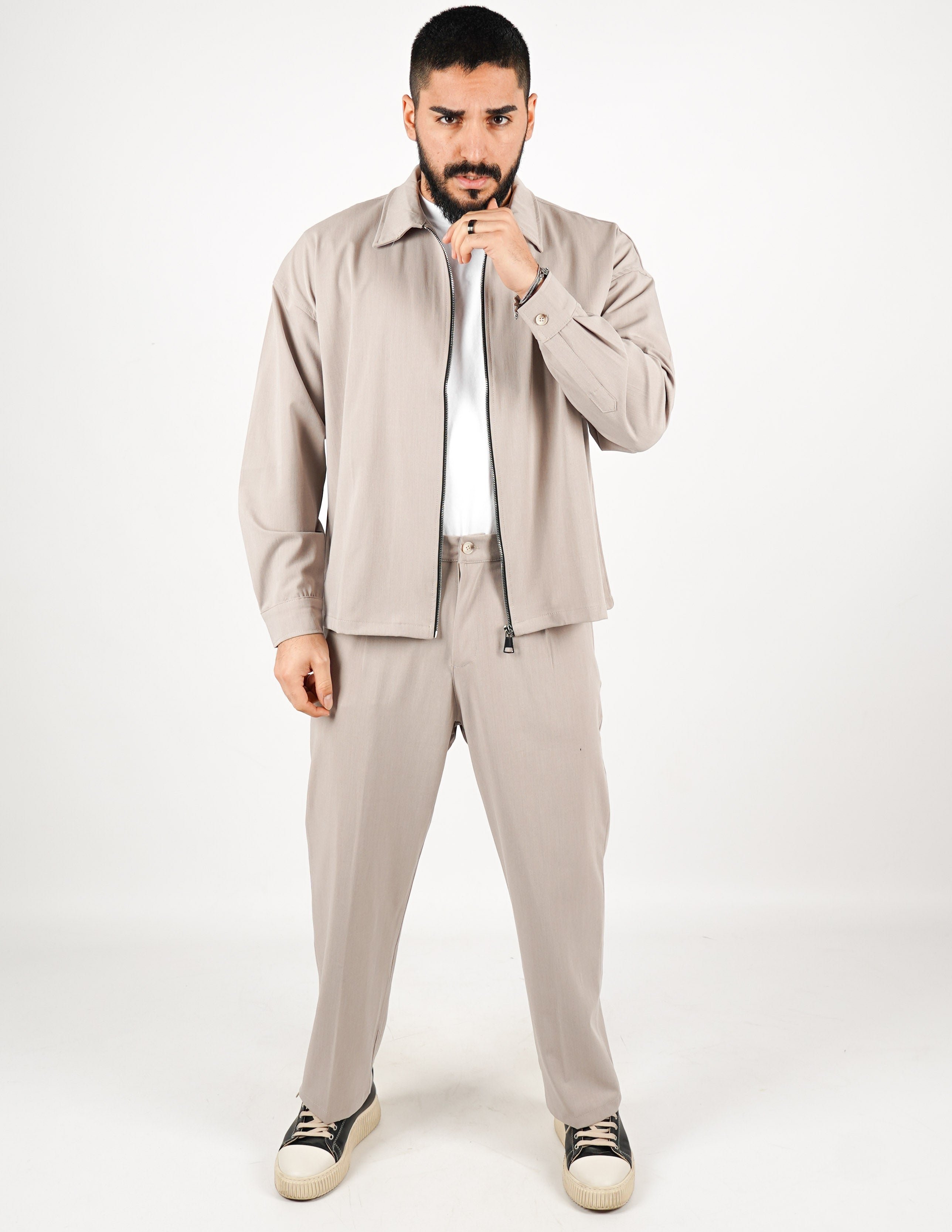 COORDINATO CON ZIP TINTA UNITA