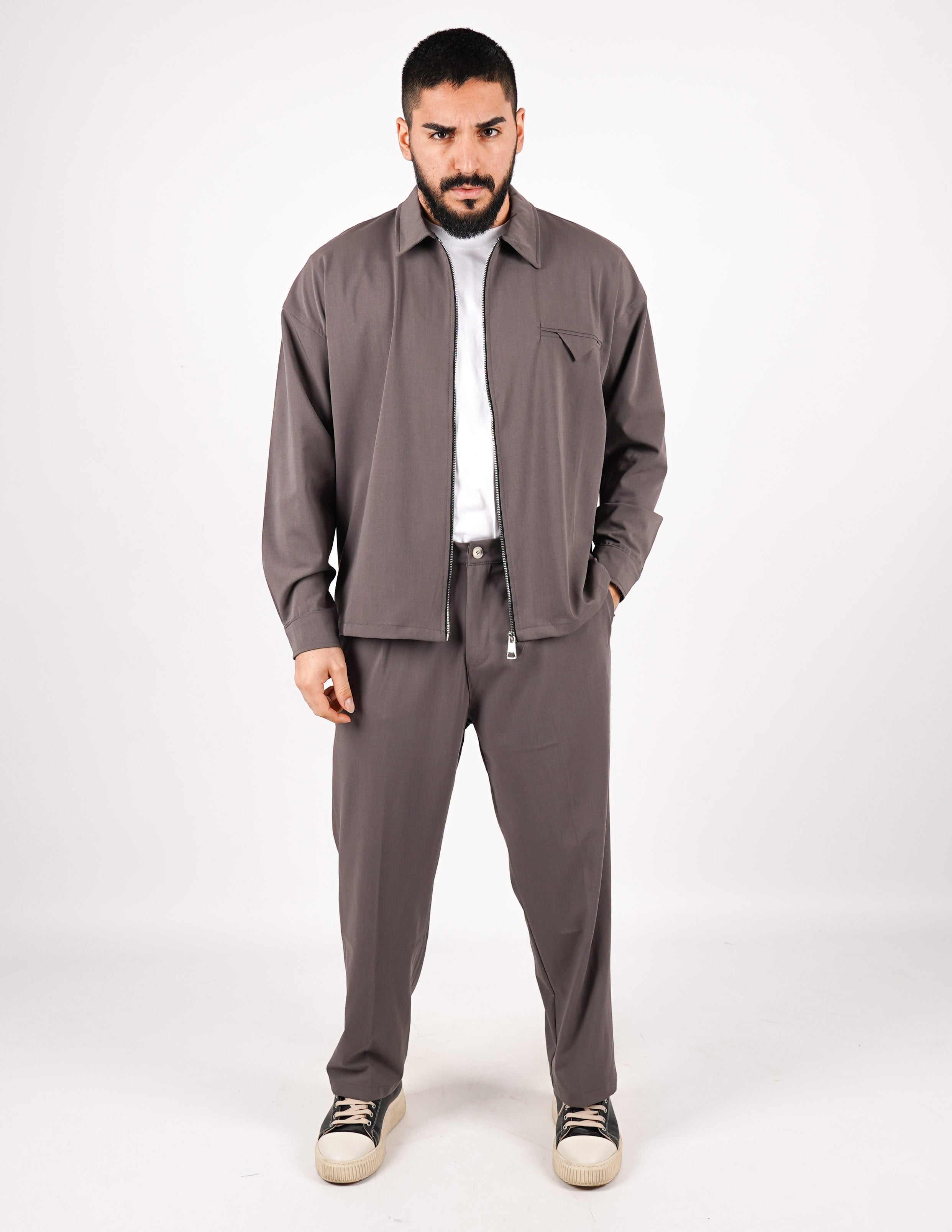 COORDINATO CON ZIP TINTA UNITA