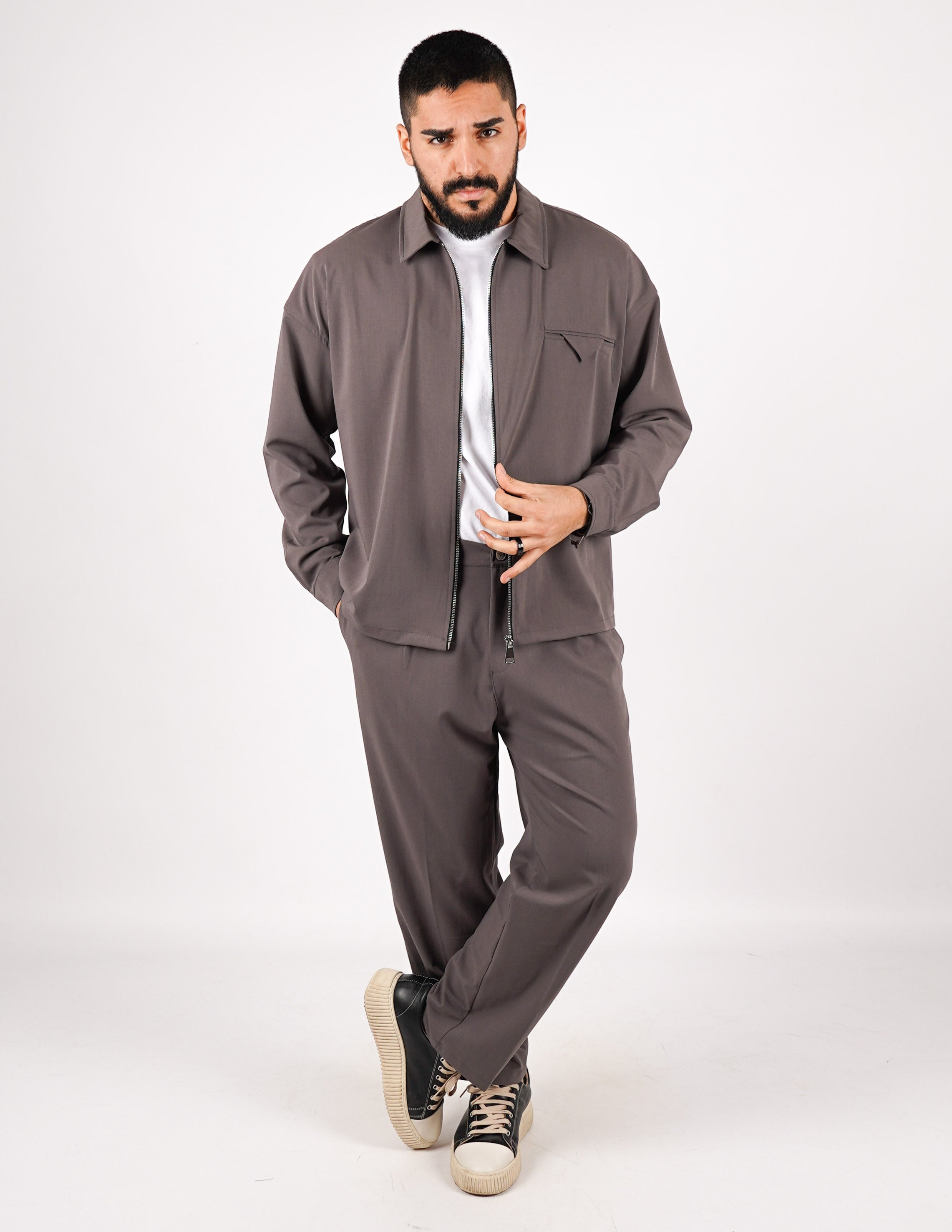 COORDINATO CON ZIP TINTA UNITA