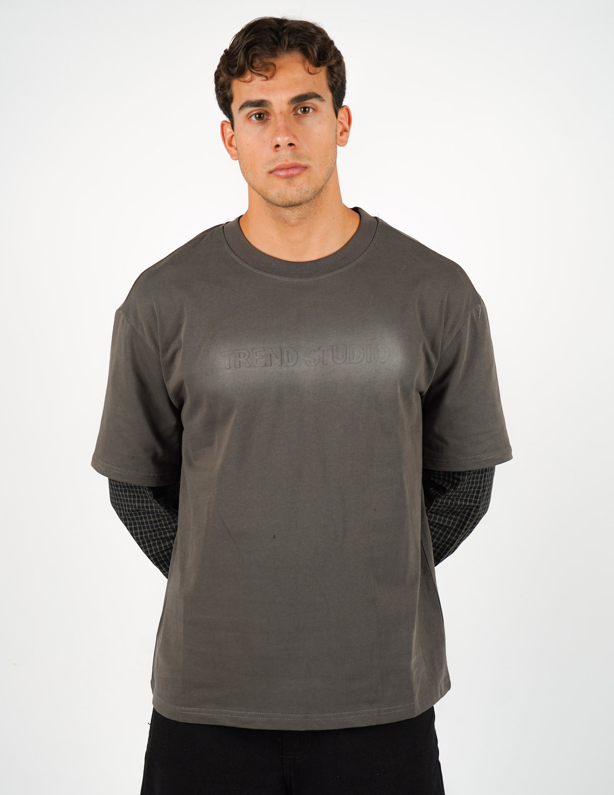 LONGSLEEVE IN COTONE CON MANICA A QUADRI