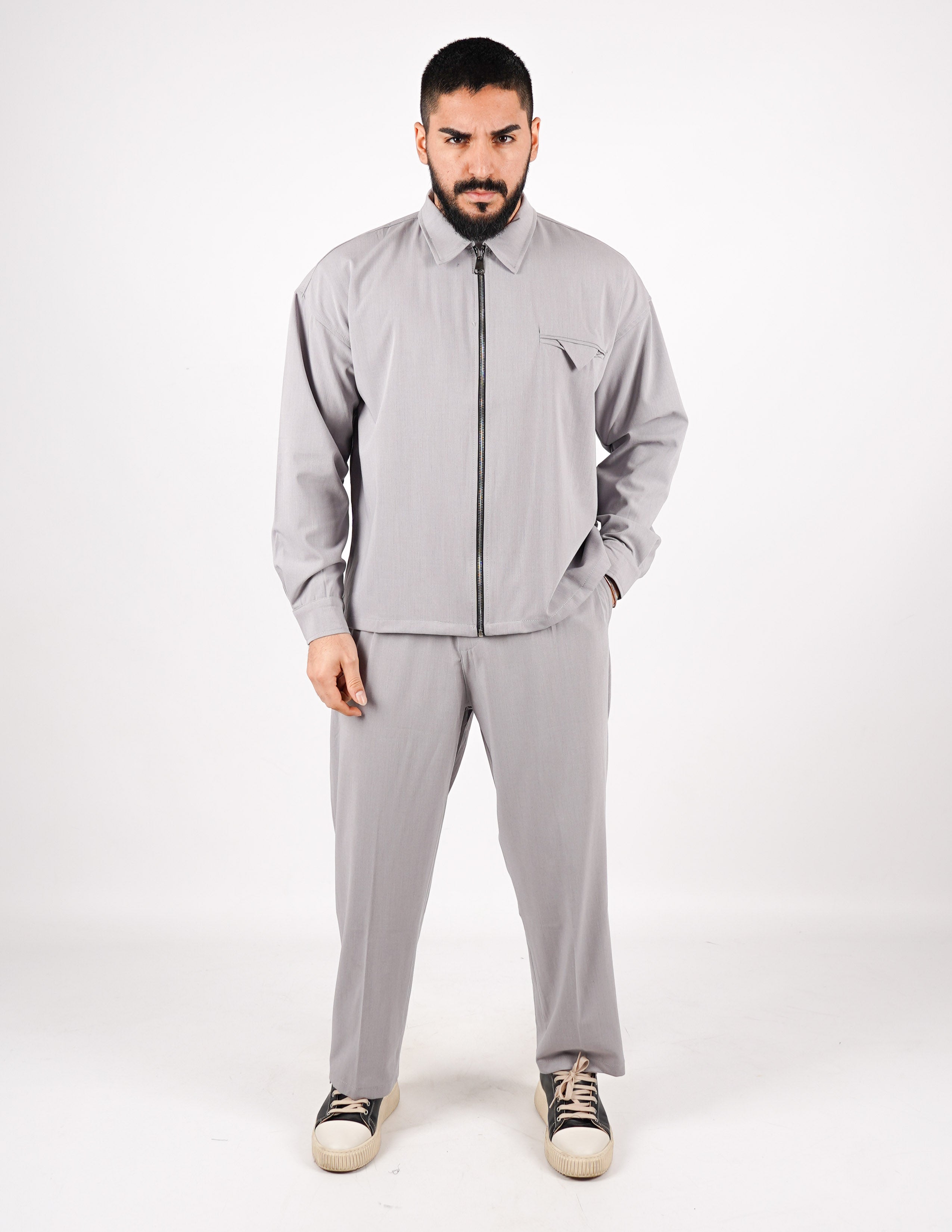 COORDINATO CON ZIP TINTA UNITA