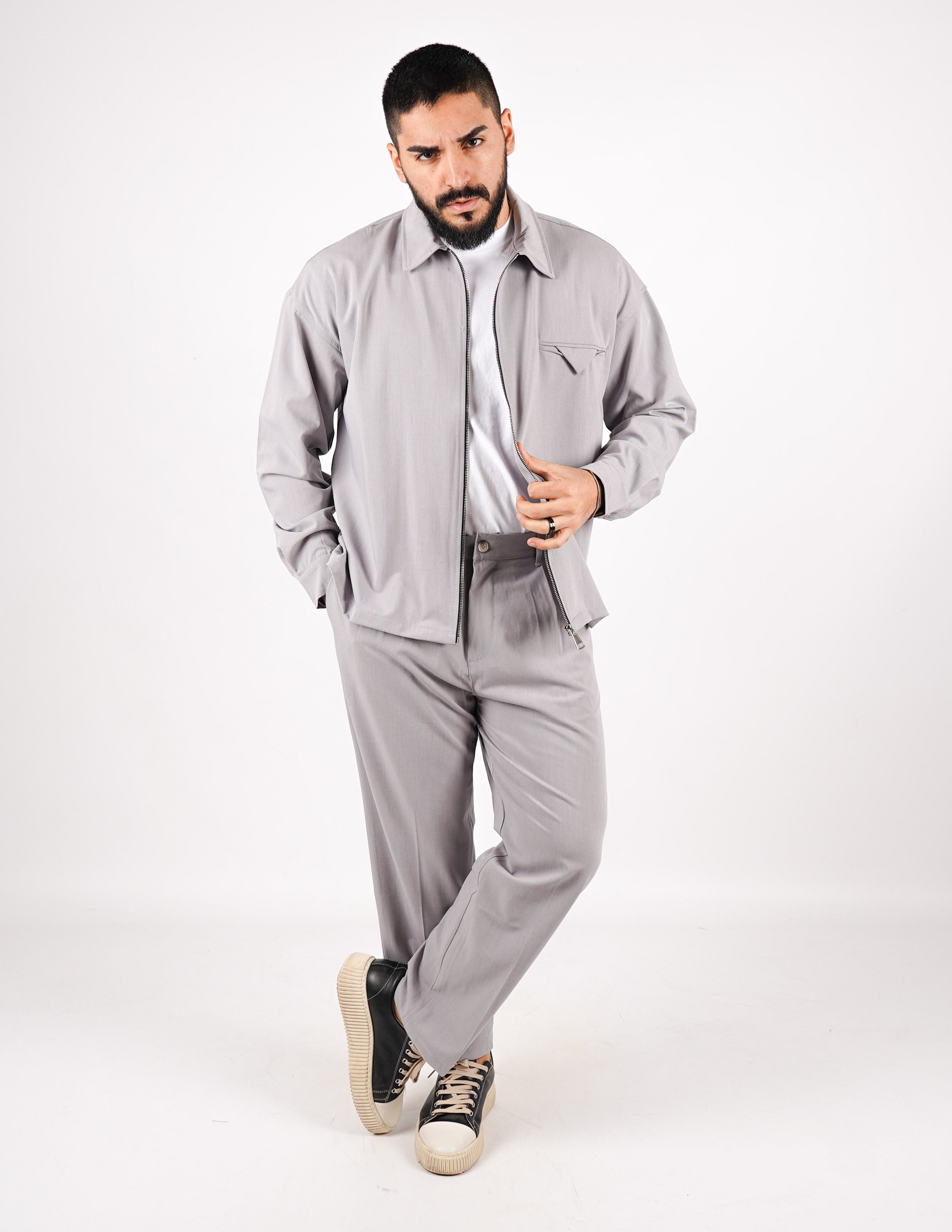 COORDINATO CON ZIP TINTA UNITA