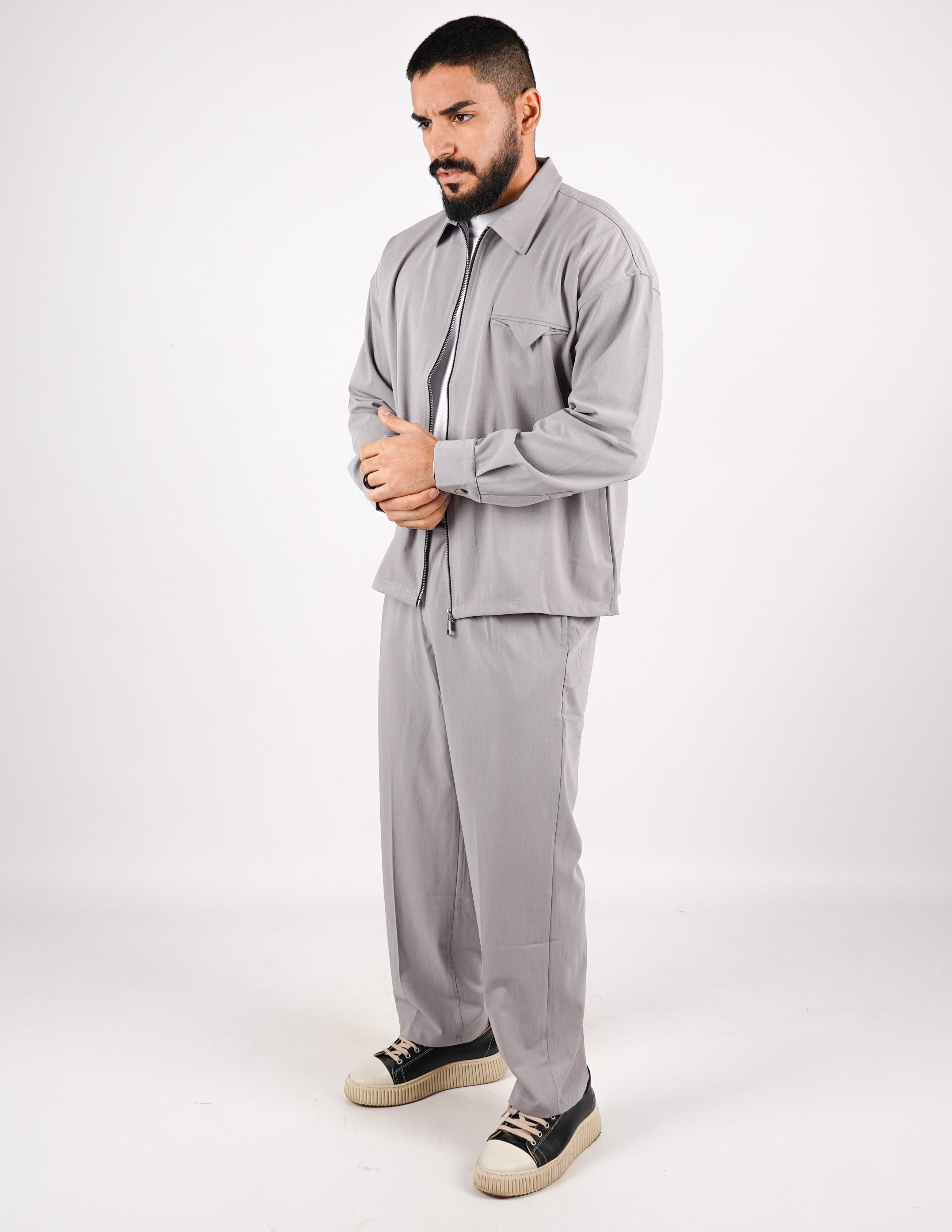 COORDINATO CON ZIP TINTA UNITA