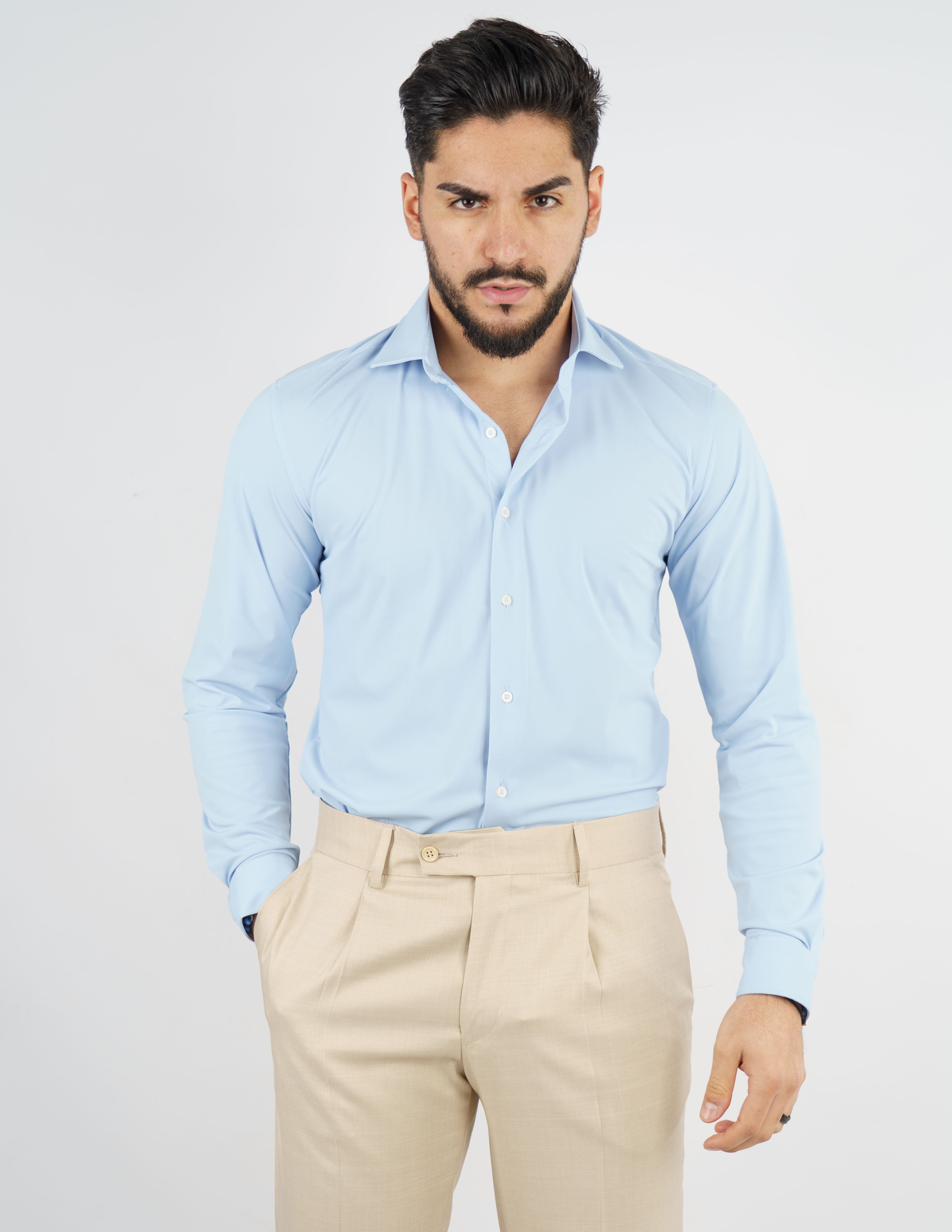 CAMICIA UOMO EXTRA LIGHT TESSUTO NO STIRO