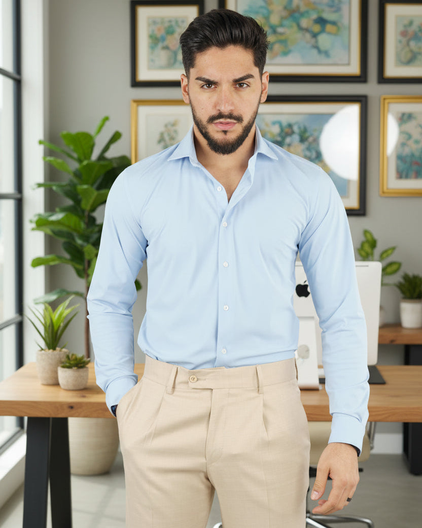 CAMICIA UOMO EXTRA LIGHT TESSUTO NO STIRO