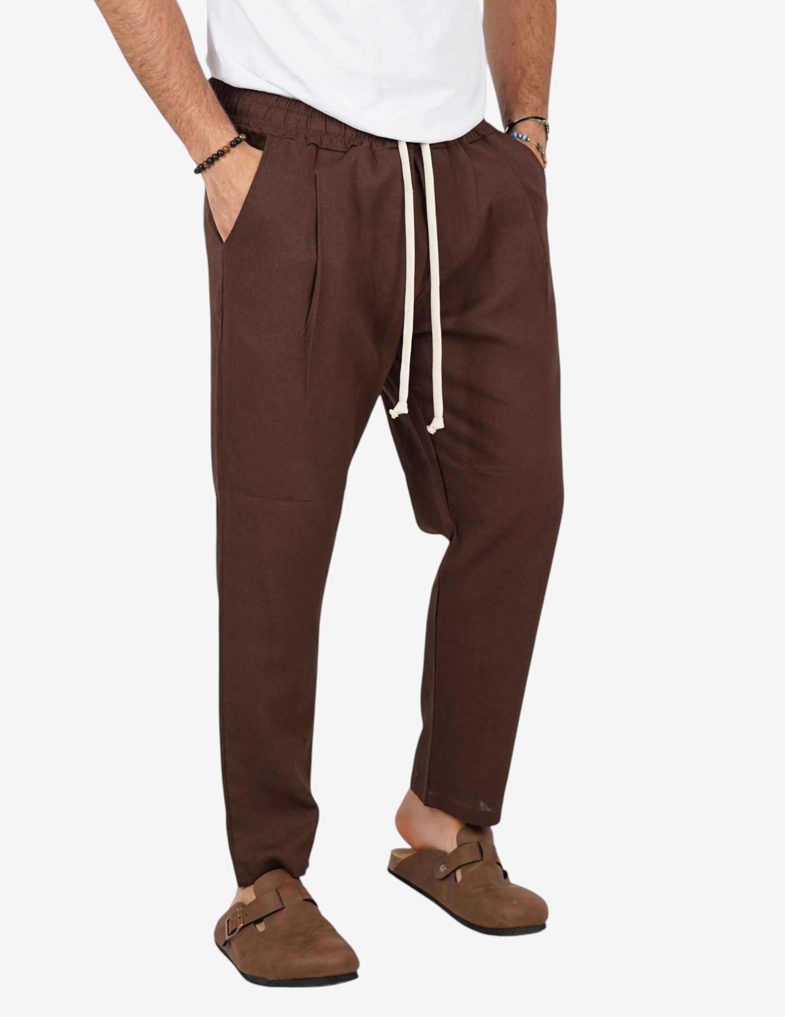 PANTALONE UOMO JOGGER CAPRI LINO