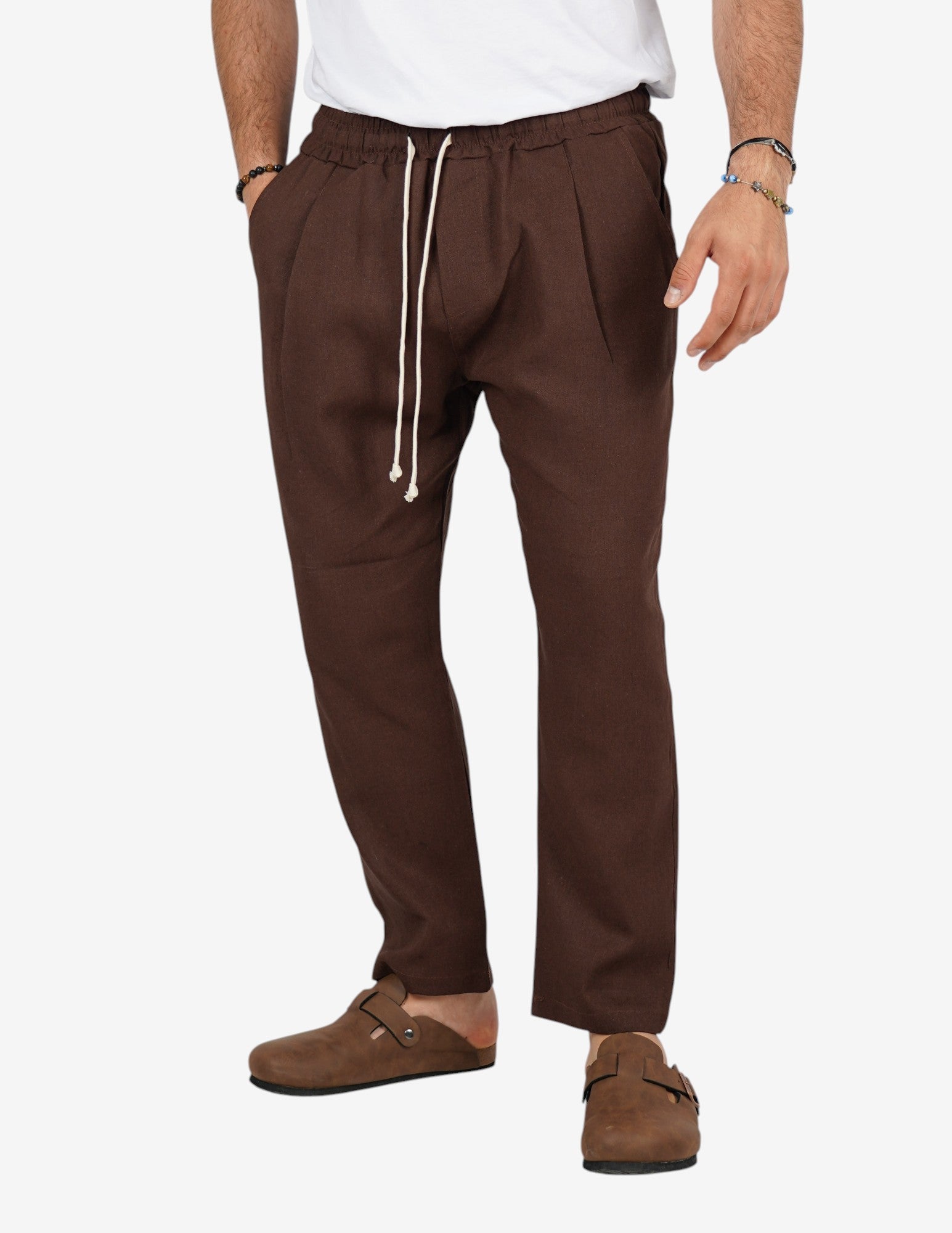 PANTALONE UOMO JOGGER CAPRI LINO