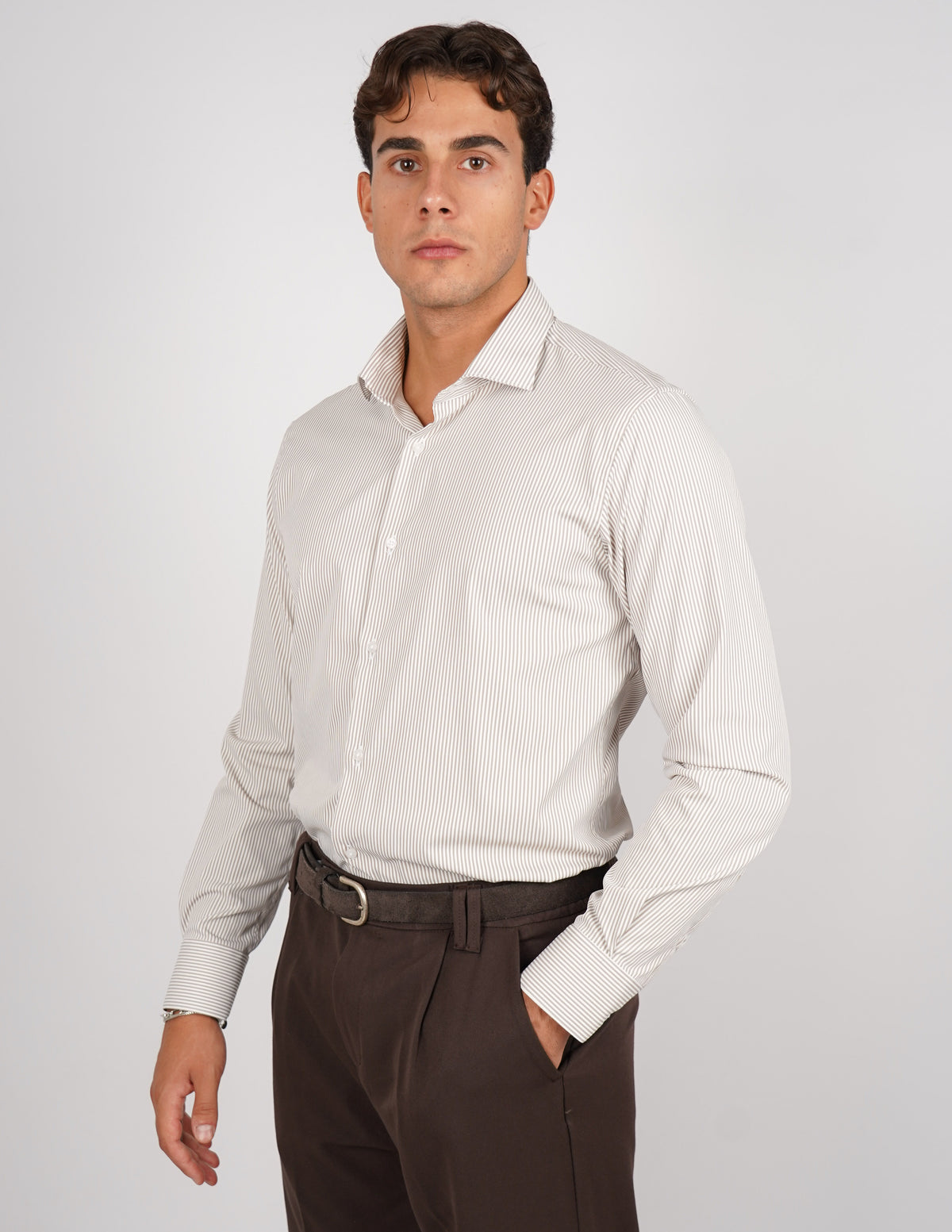CAMICIA NO STIRO RIGA STRETTA