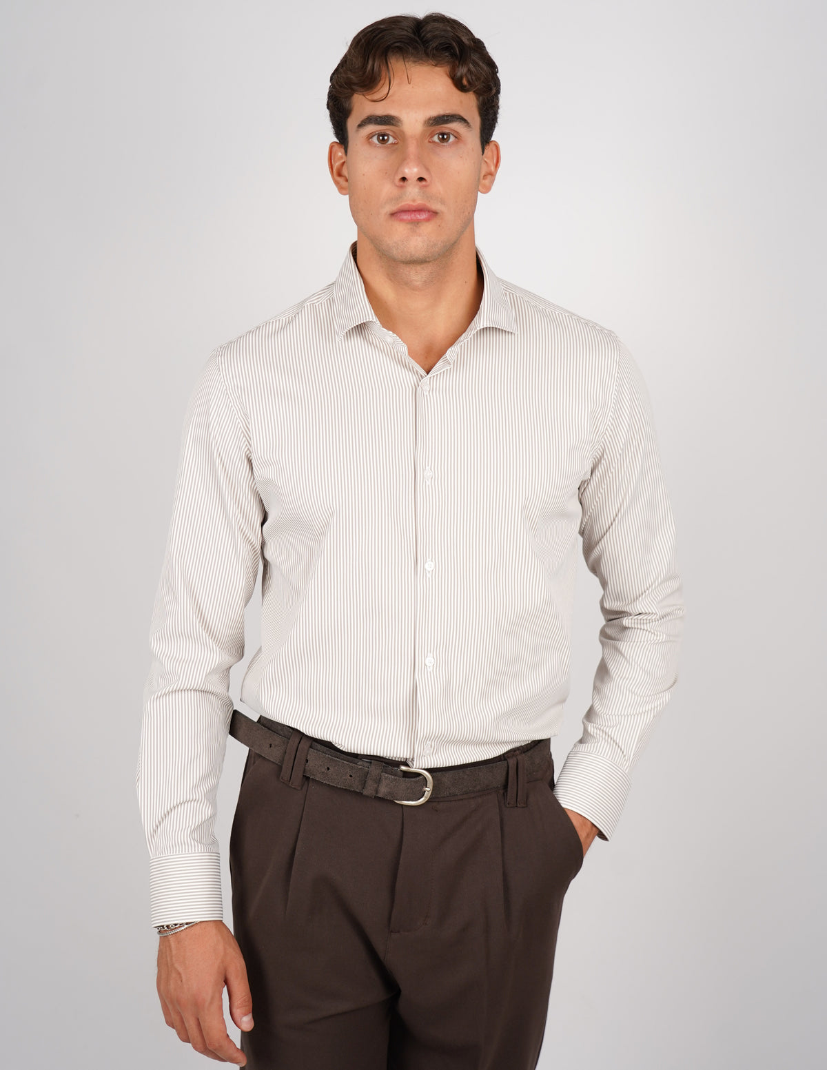 CAMICIA NO STIRO RIGA STRETTA