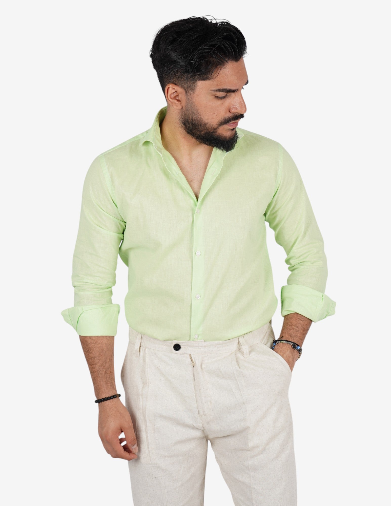 camicia uomo profumata in lino collo classico
