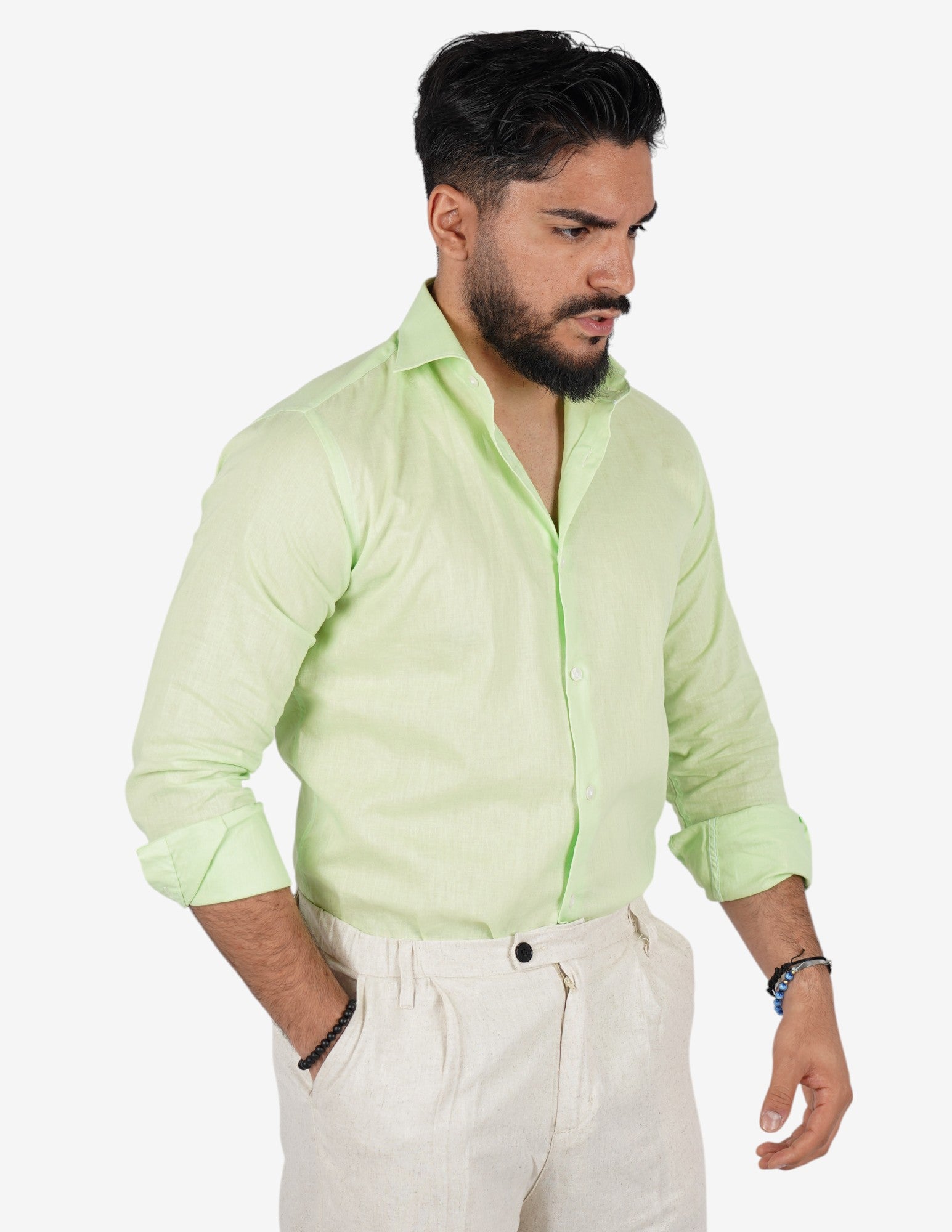 camicia uomo profumata in lino collo classico