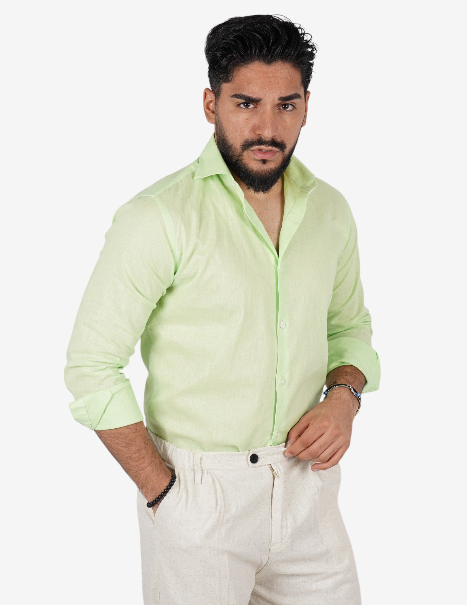 camicia uomo profumata in lino collo classico