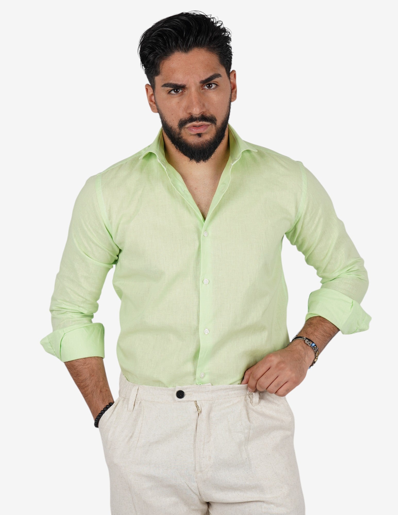 camicia uomo profumata in lino collo classico
