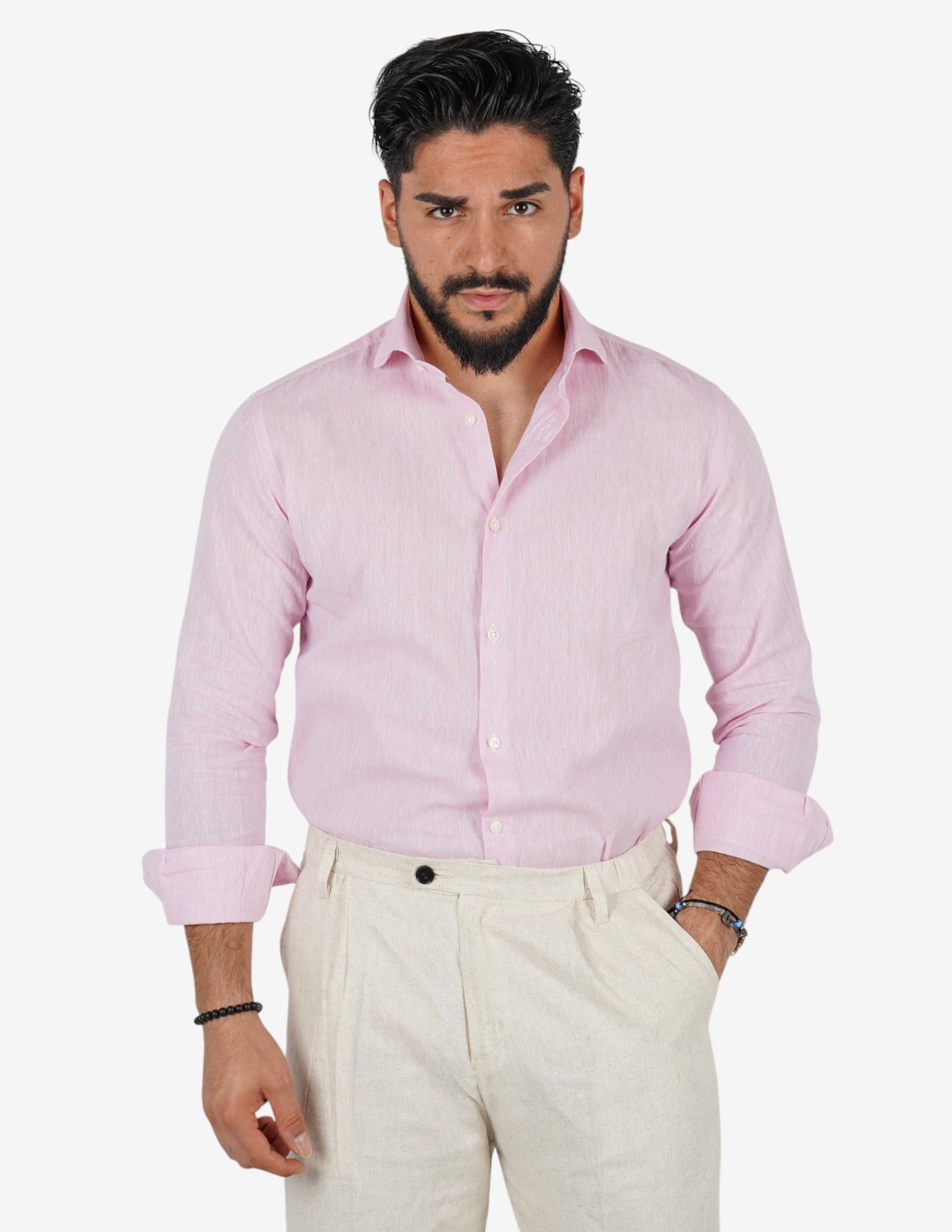 camicia uomo profumata in lino collo classico