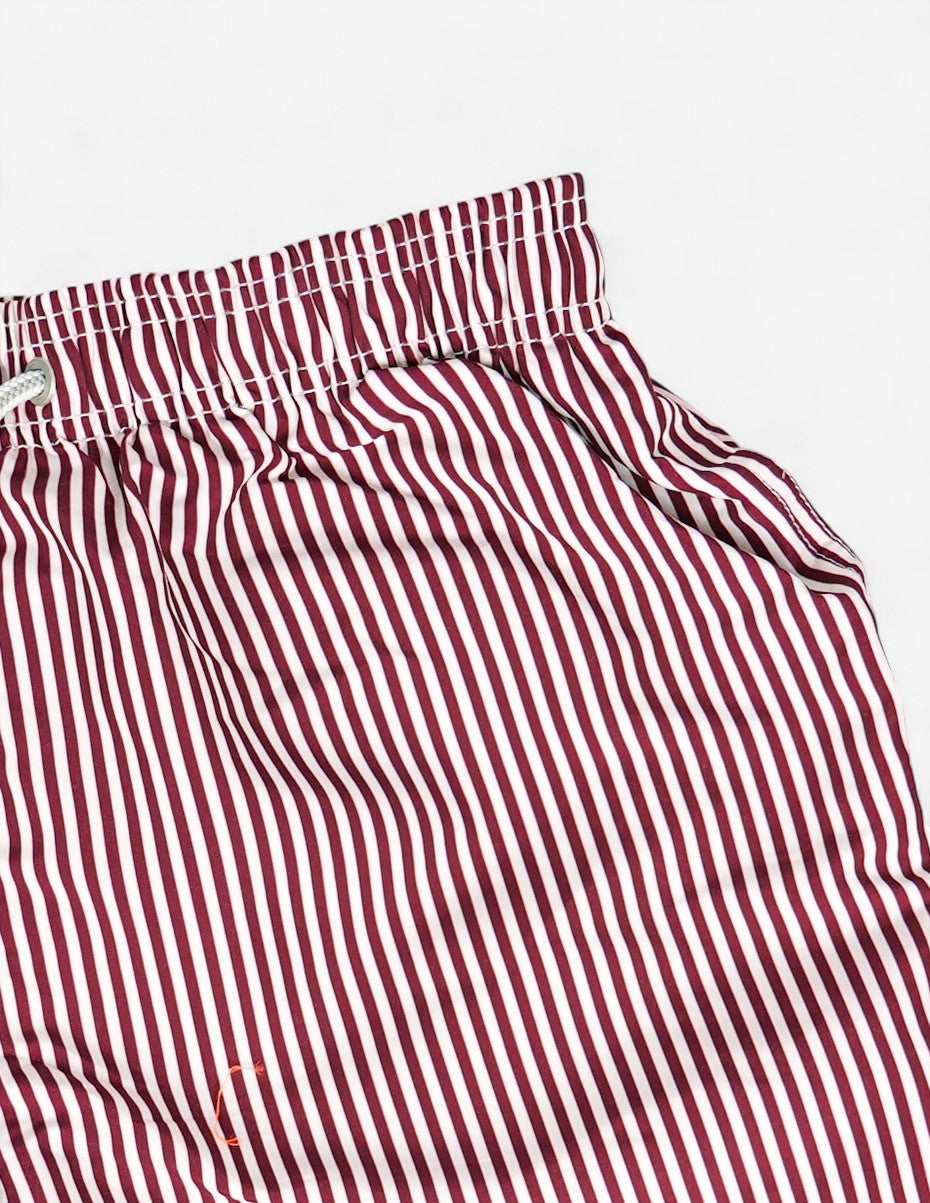 Costume da bagno a righe con pochette