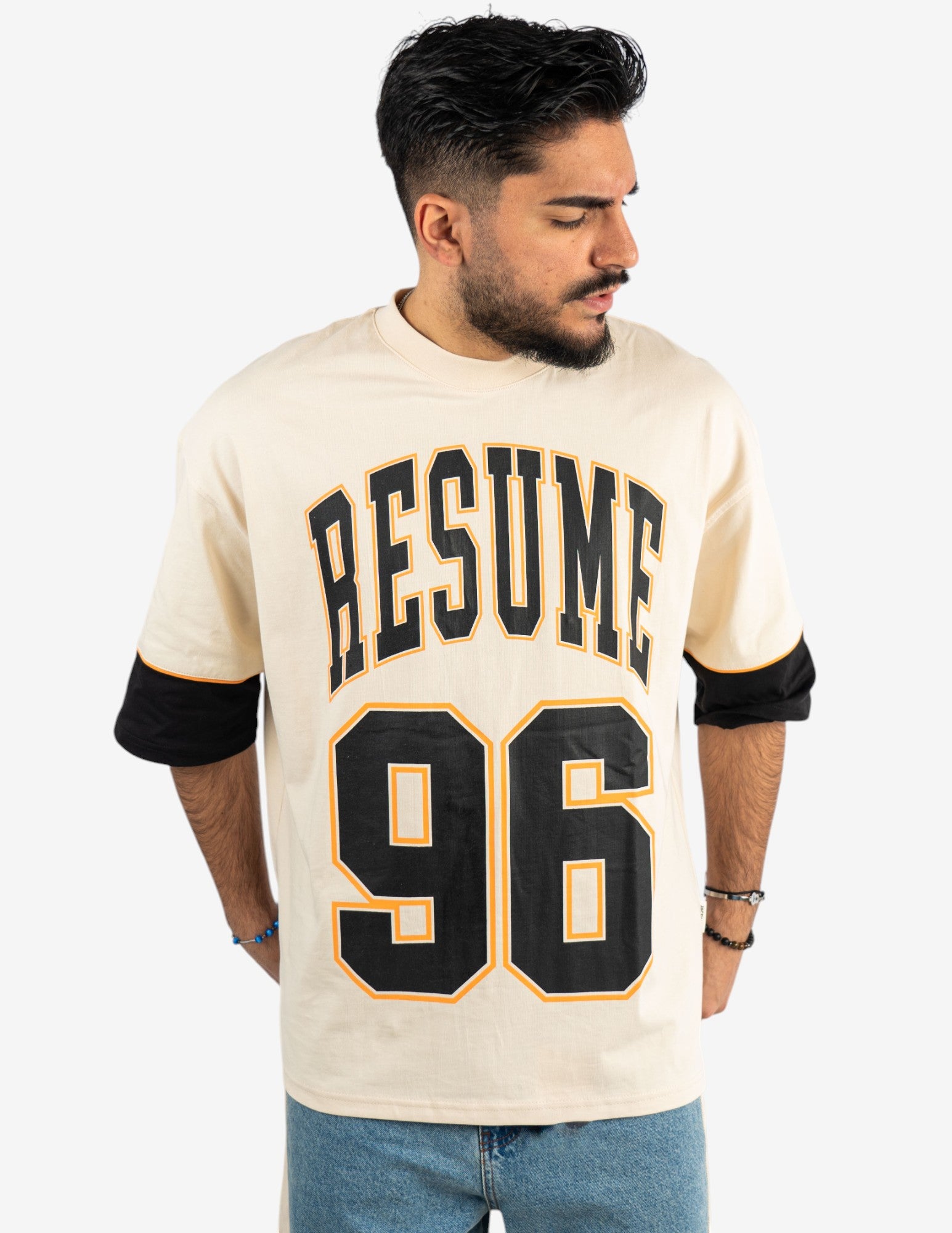 t-shirt over basket con stampa