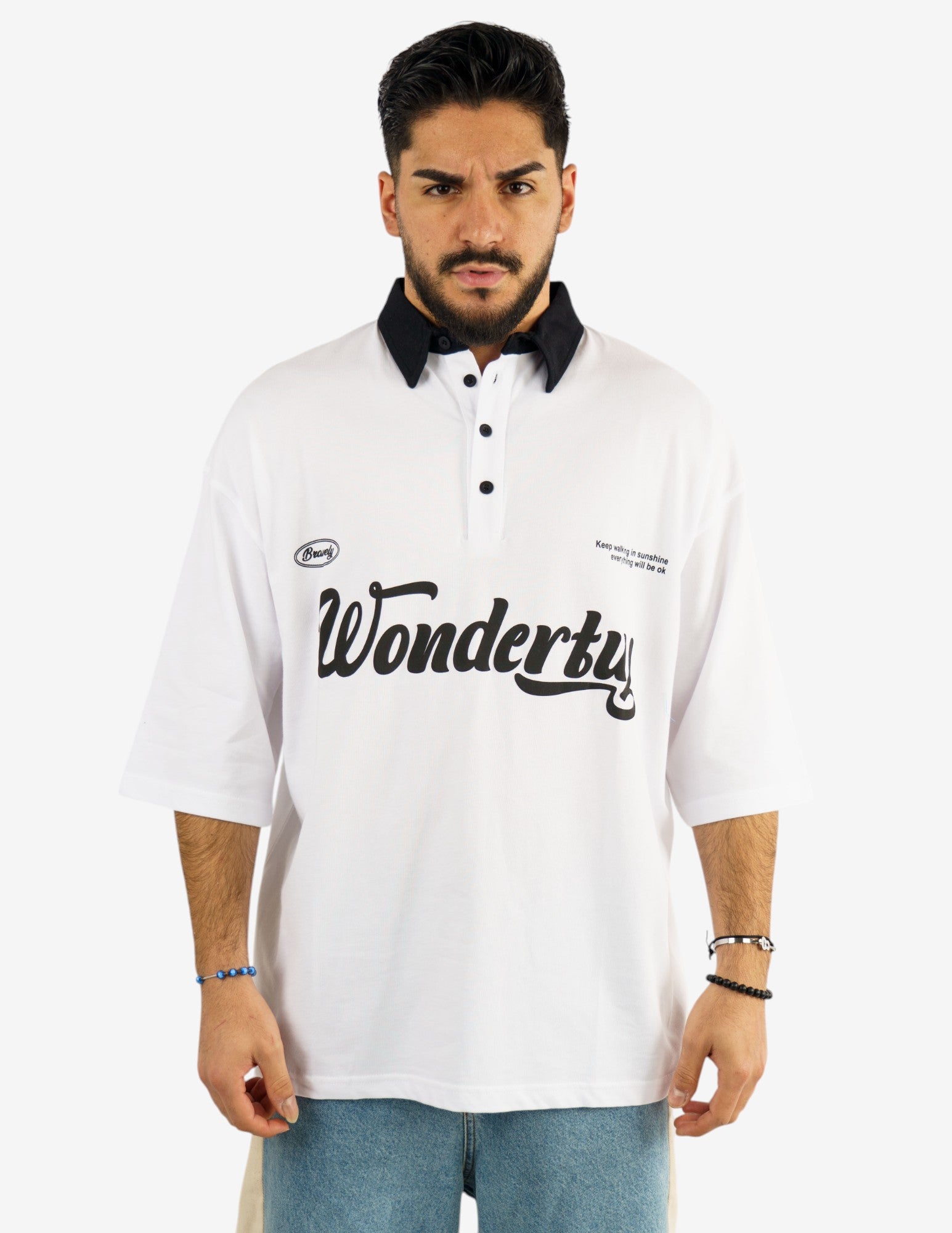 polo over con stampa