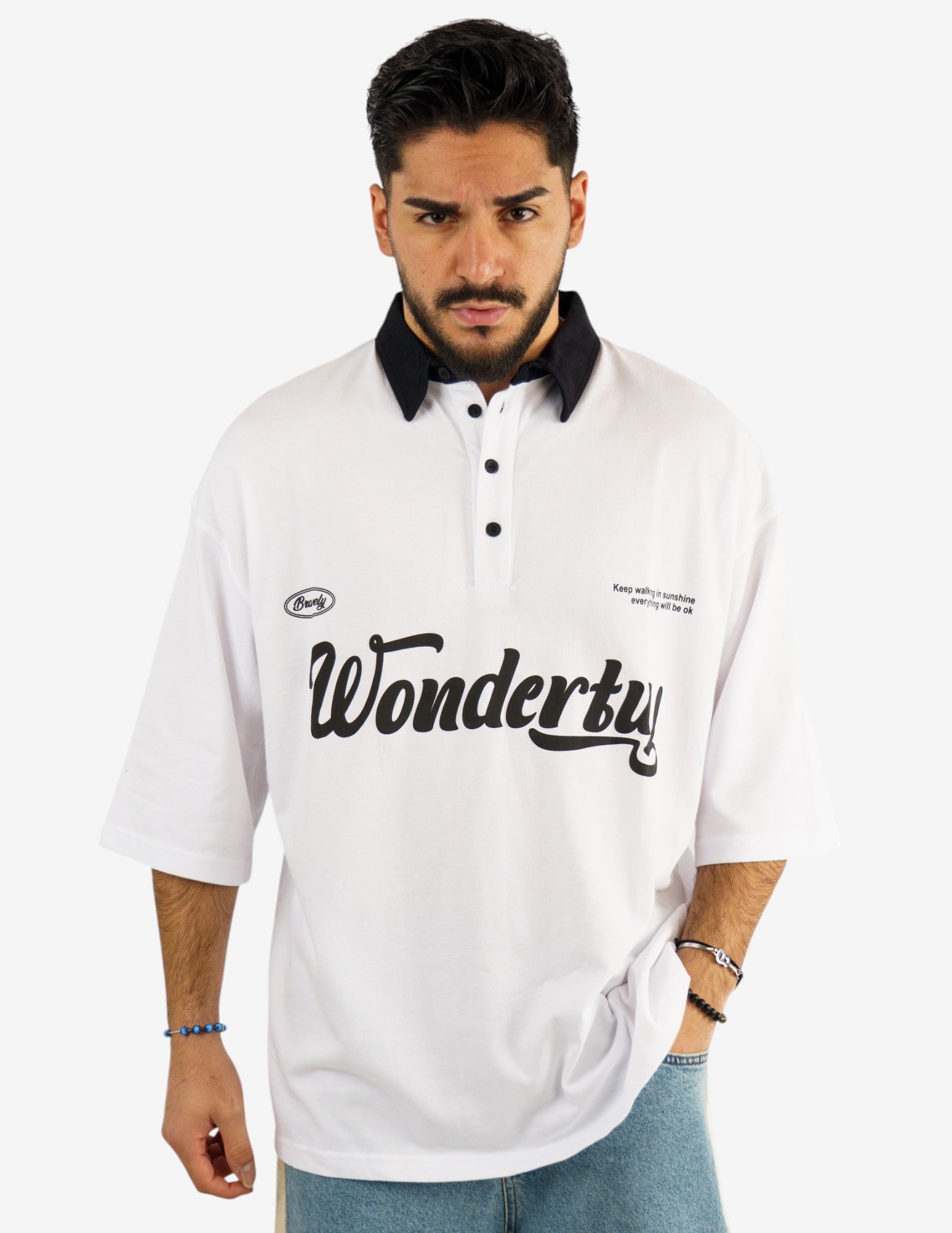 polo over con stampa