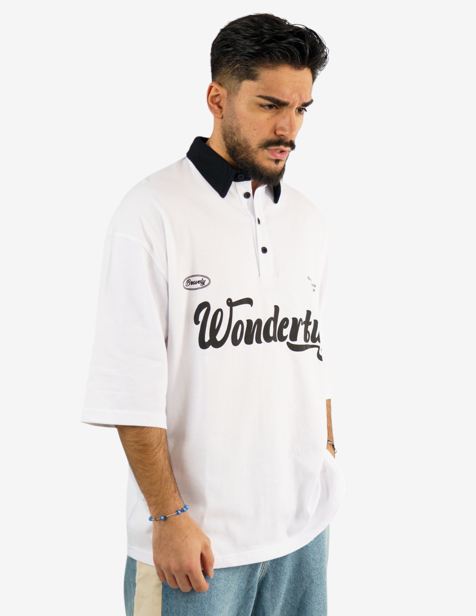 polo over con stampa