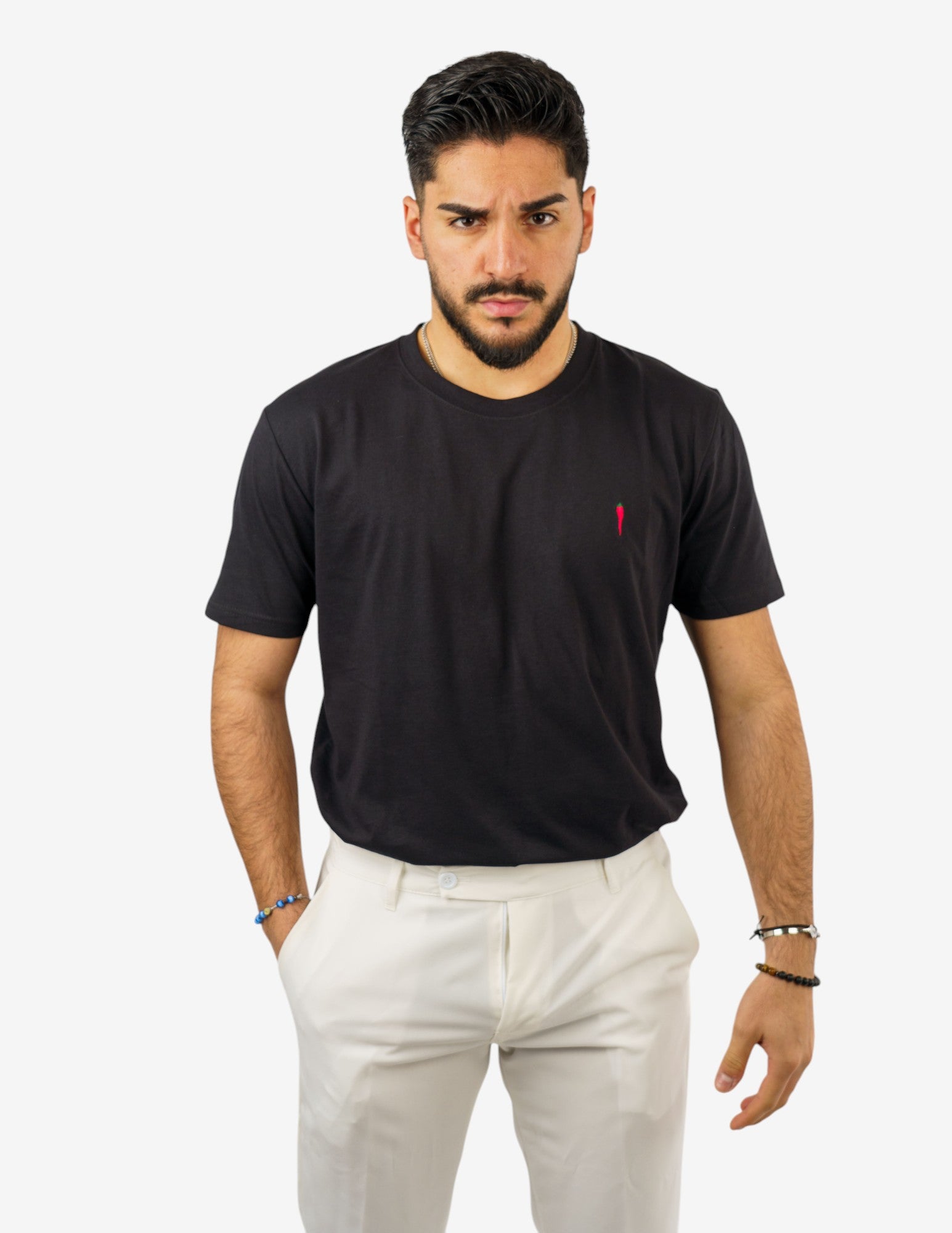 T-SHIRT GIROCOLLO IN COTONE CON RICAMO