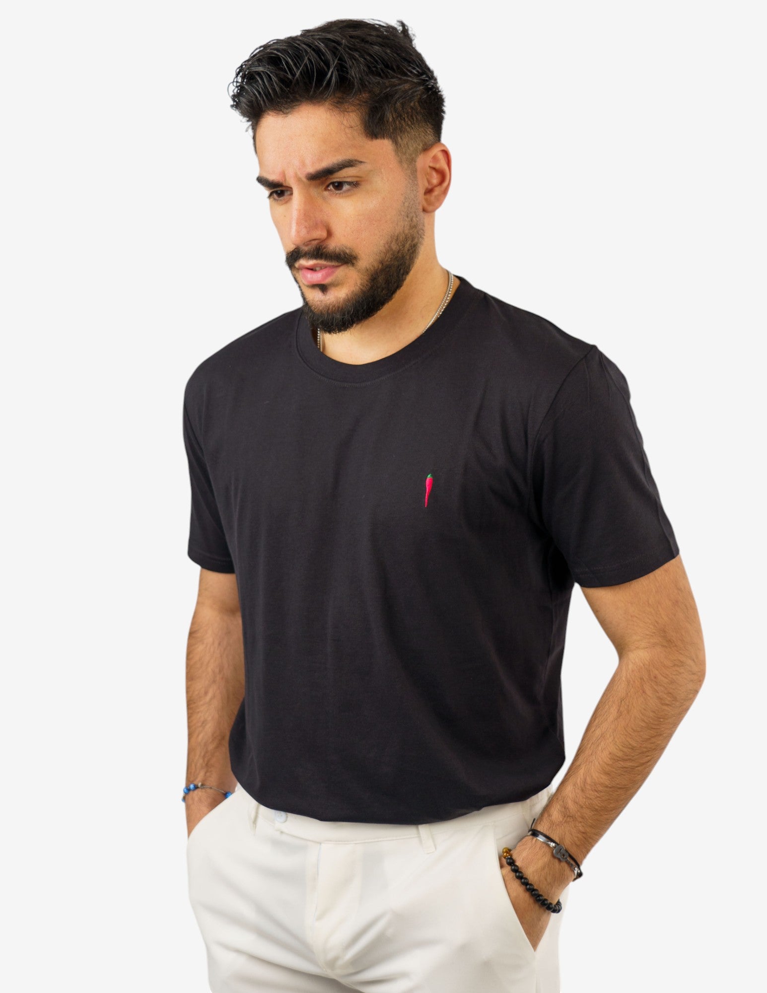 T-SHIRT GIROCOLLO IN COTONE CON RICAMO
