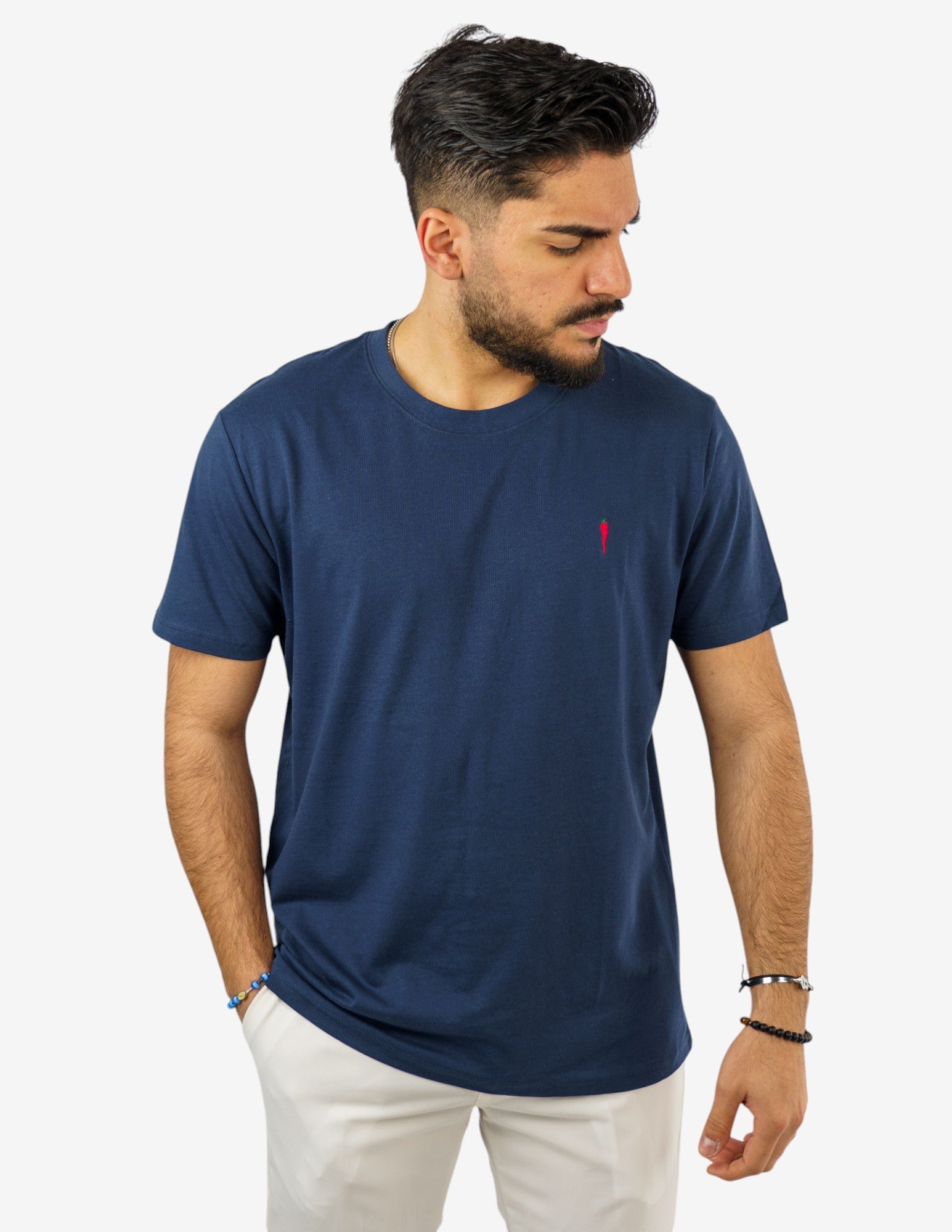 T-SHIRT GIROCOLLO IN COTONE CON RICAMO