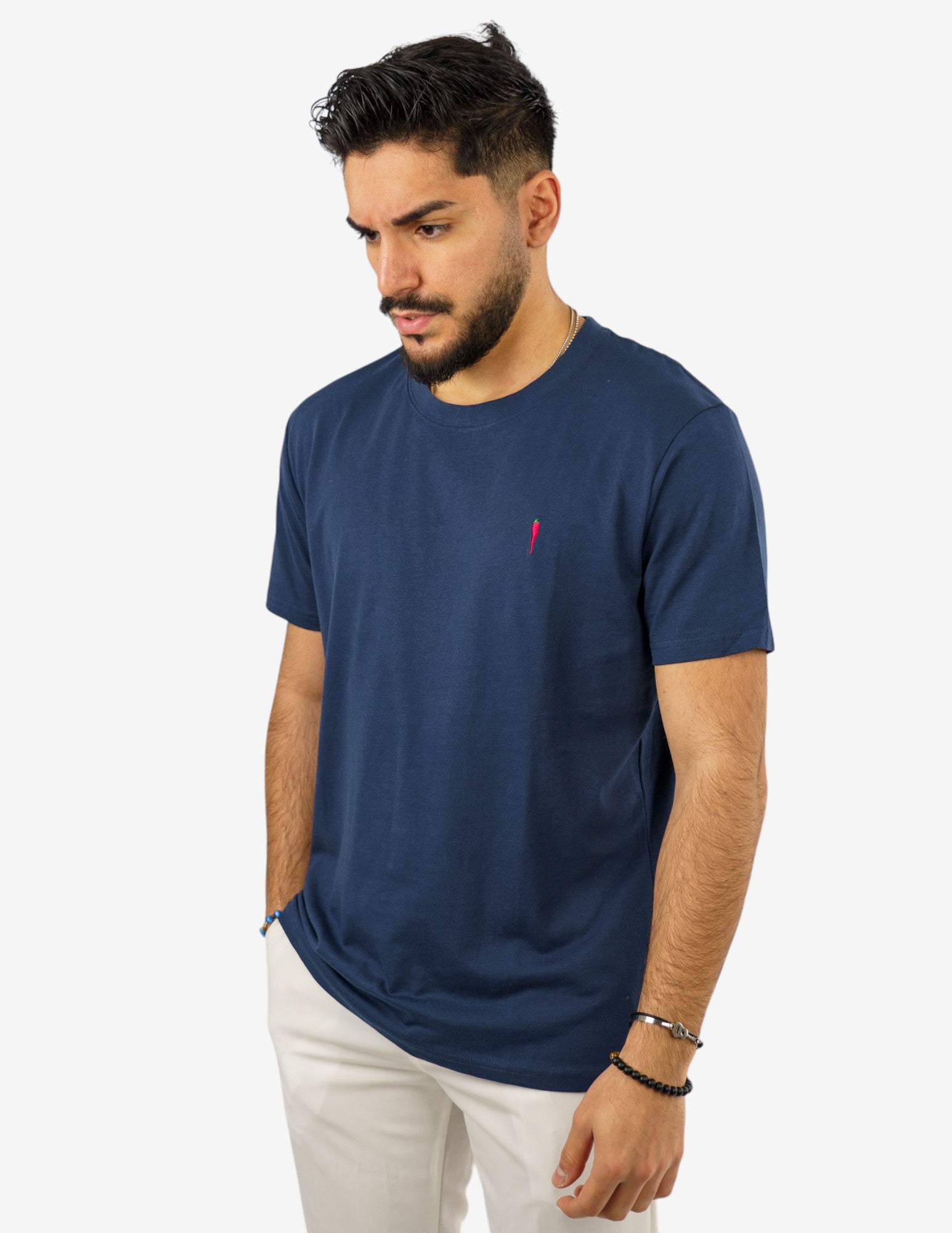 T-SHIRT GIROCOLLO IN COTONE CON RICAMO