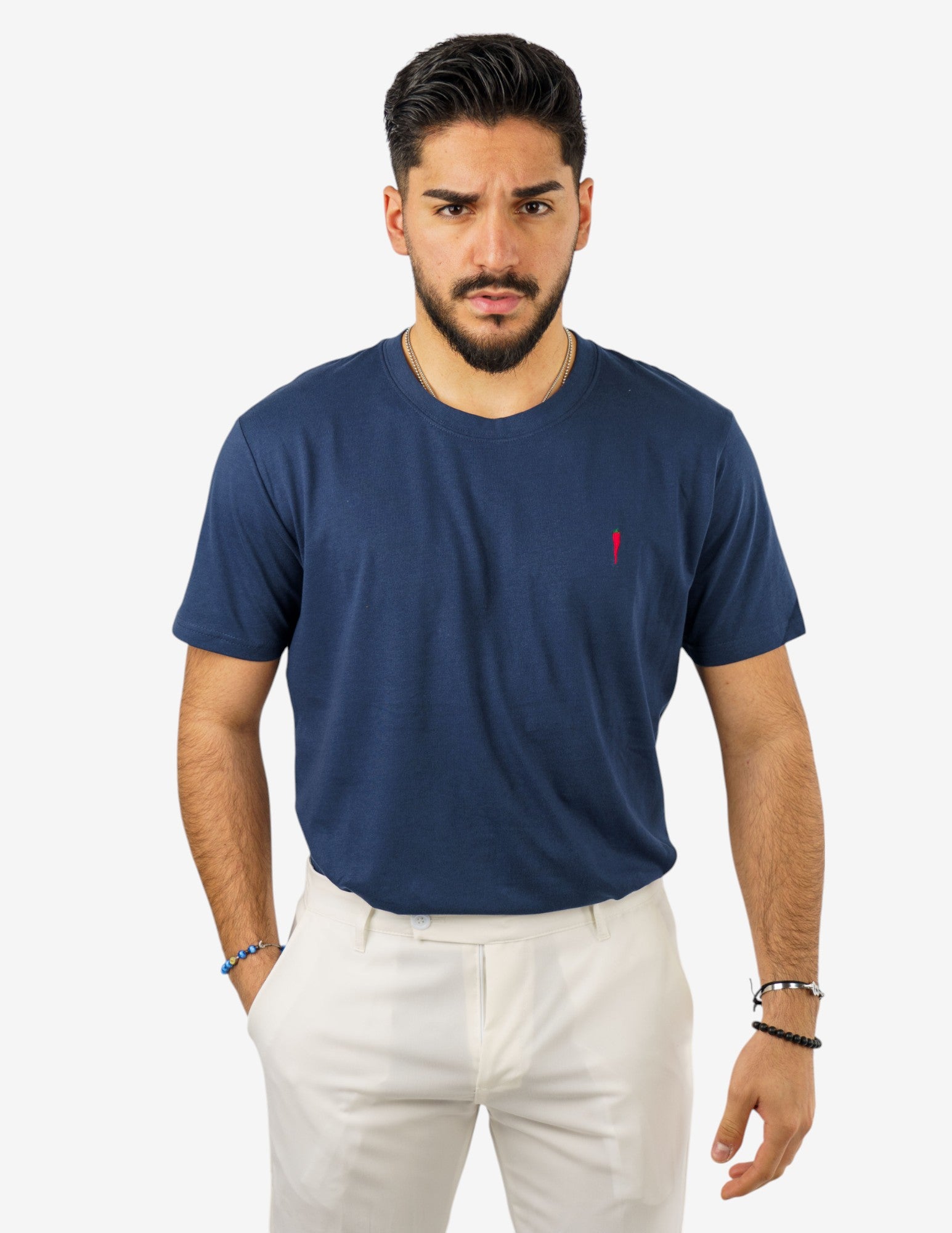 T-SHIRT GIROCOLLO IN COTONE CON RICAMO