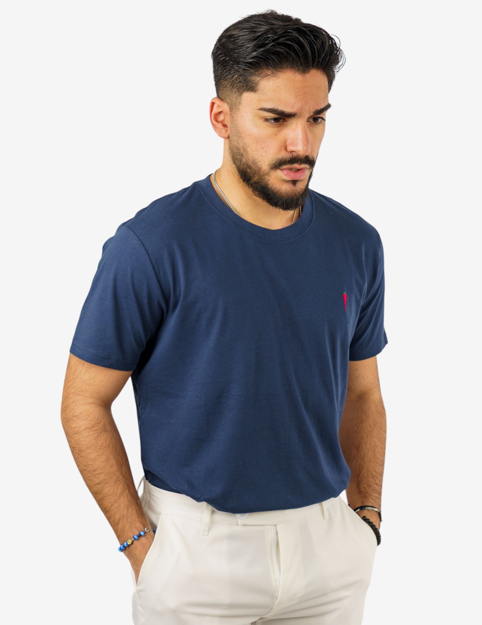 T-SHIRT GIROCOLLO IN COTONE CON RICAMO