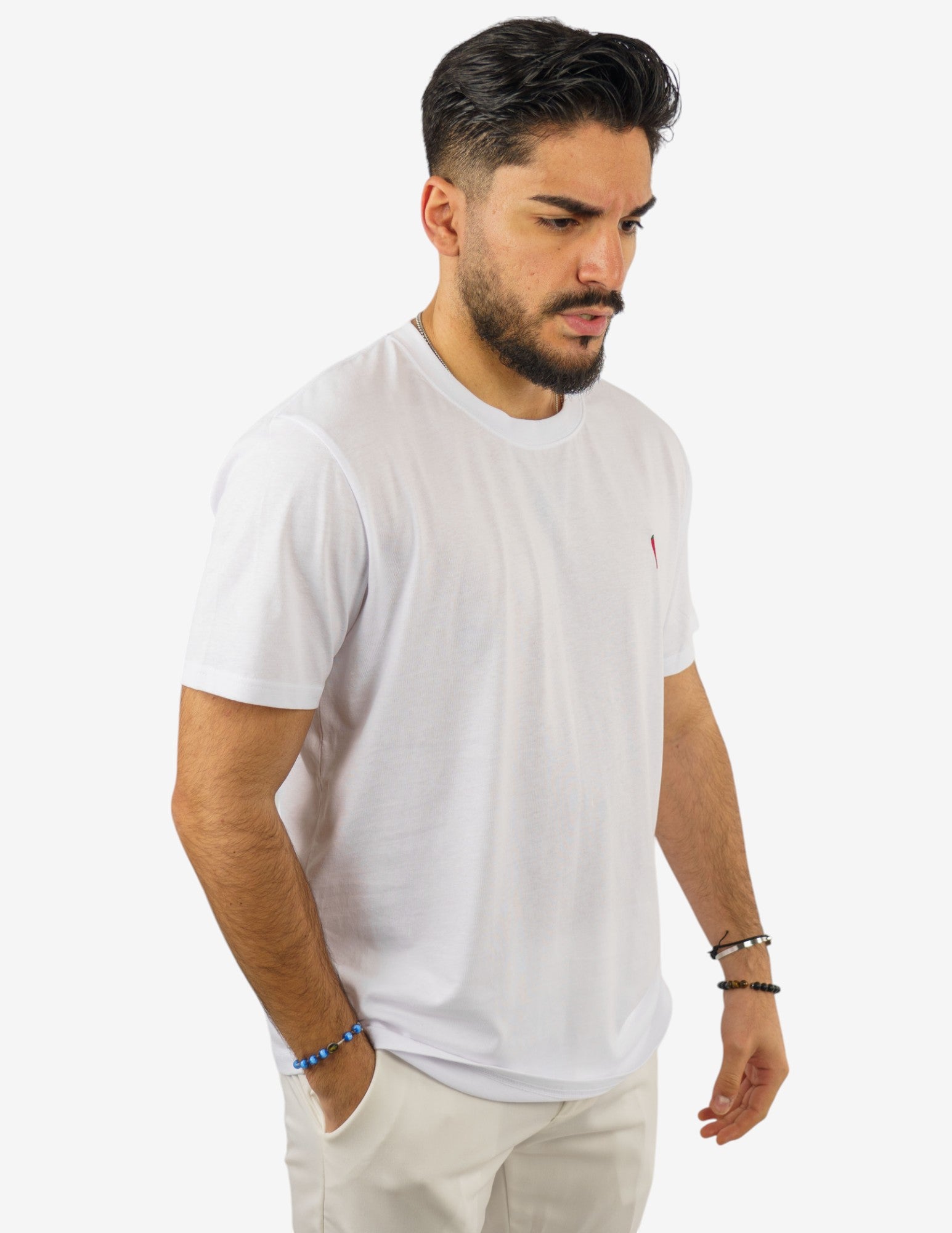 T-SHIRT GIROCOLLO IN COTONE CON RICAMO