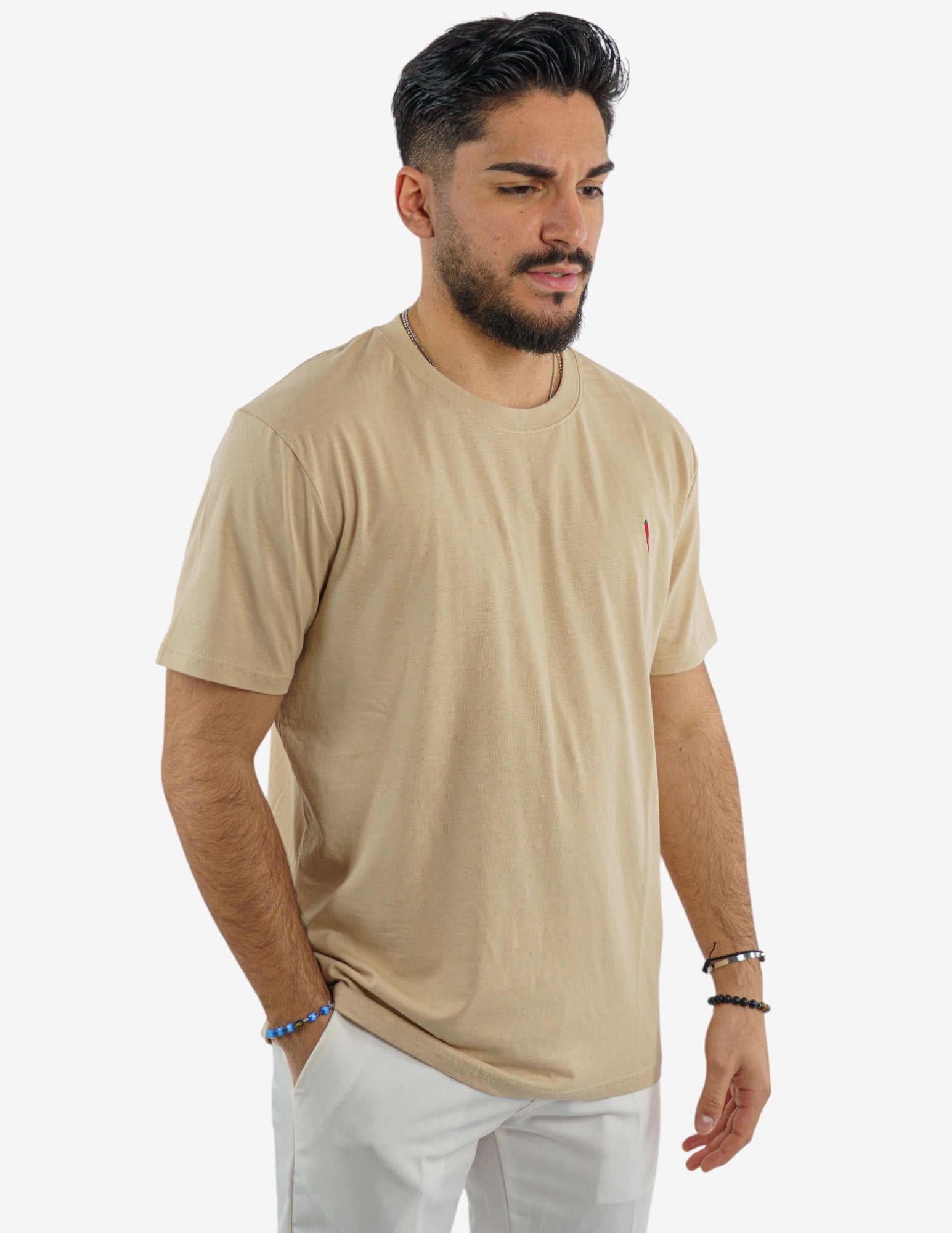 T-SHIRT GIROCOLLO IN COTONE CON RICAMO