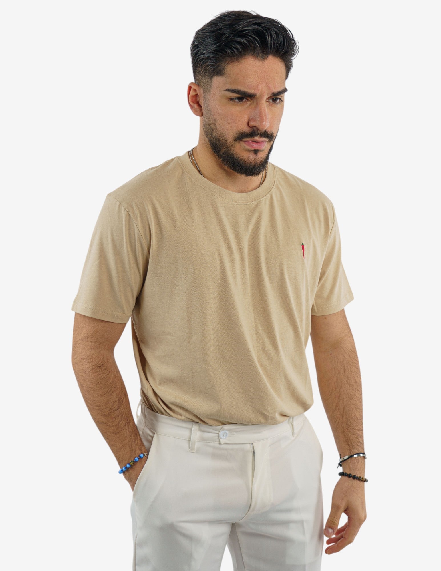 T-SHIRT GIROCOLLO IN COTONE CON RICAMO