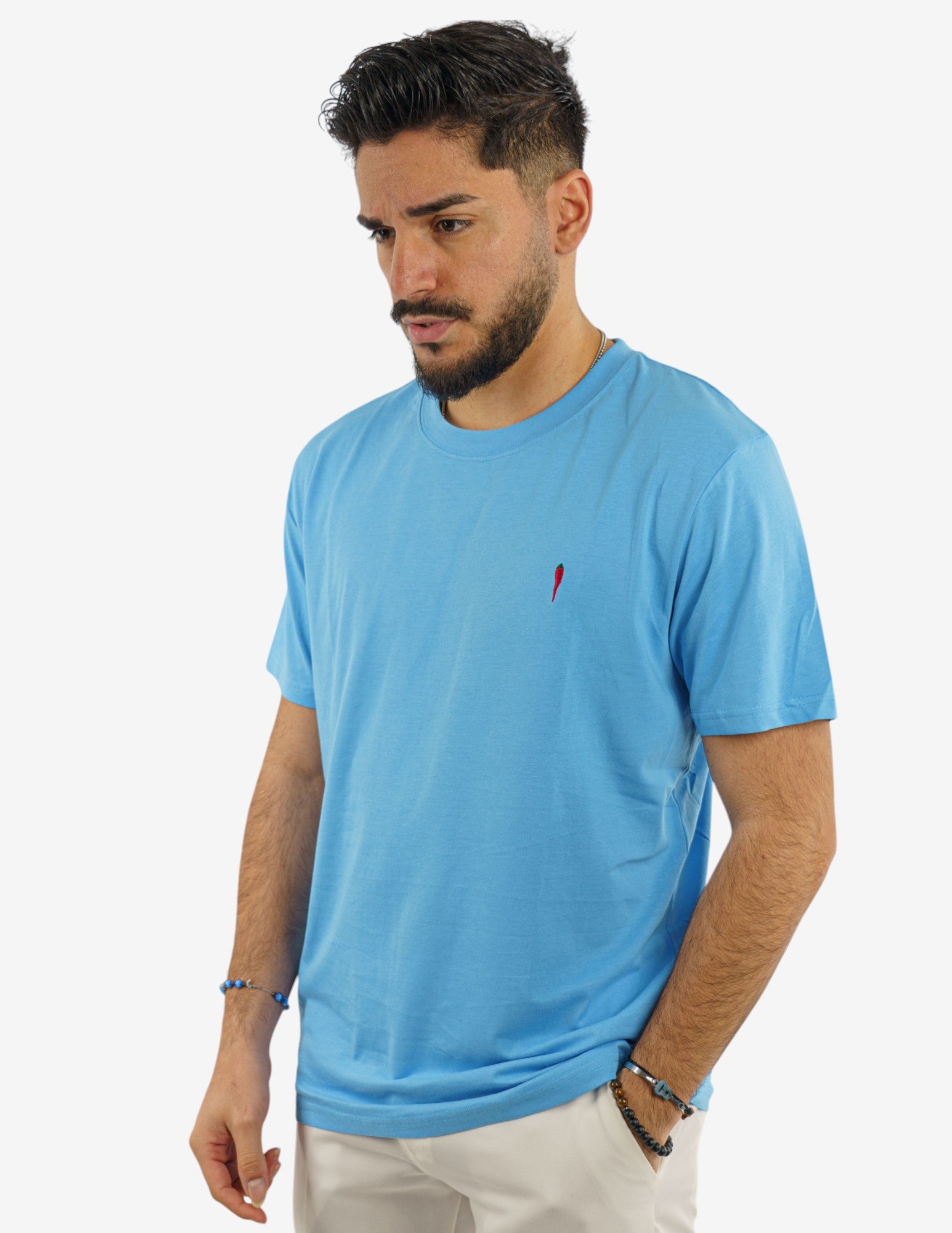 T-SHIRT GIROCOLLO IN COTONE CON RICAMO