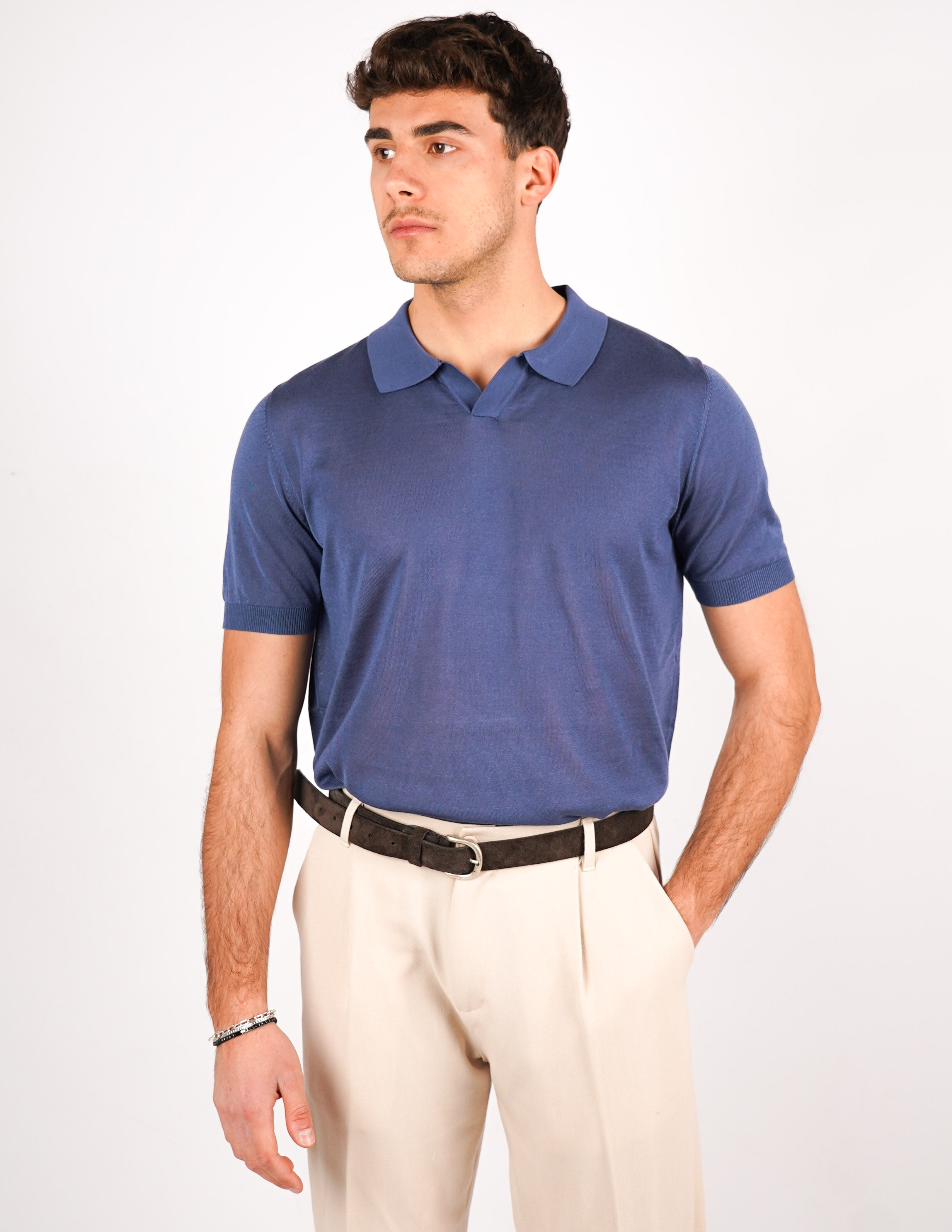 POLO COLLO DERBY IN MISTO SETA
