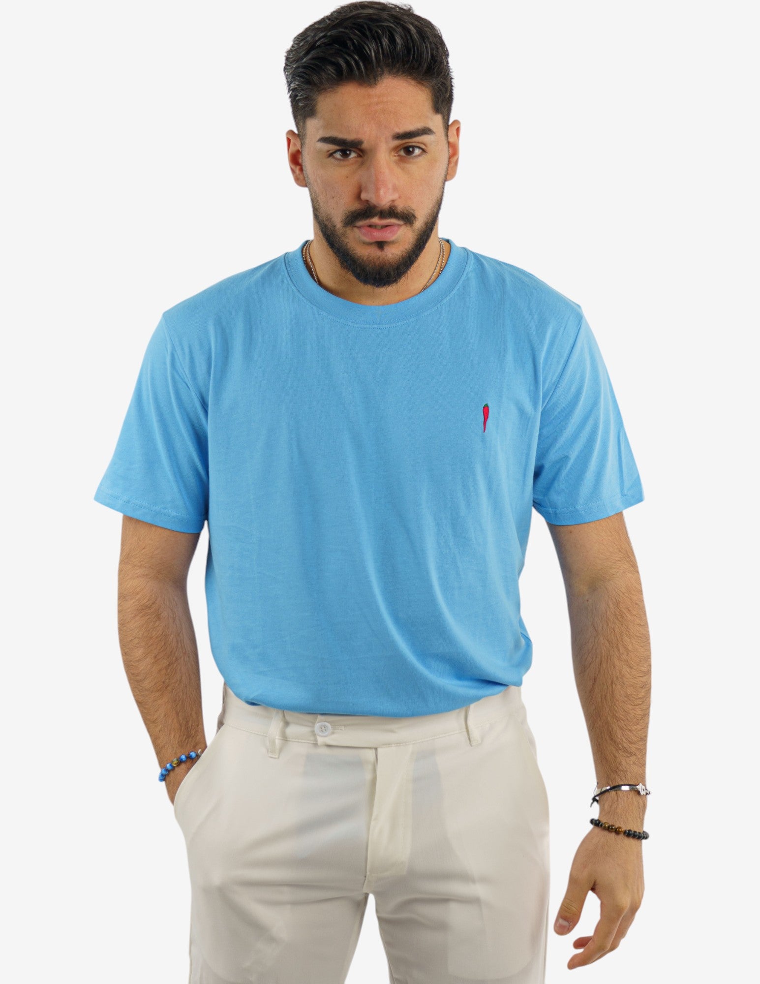 T-SHIRT GIROCOLLO IN COTONE CON RICAMO
