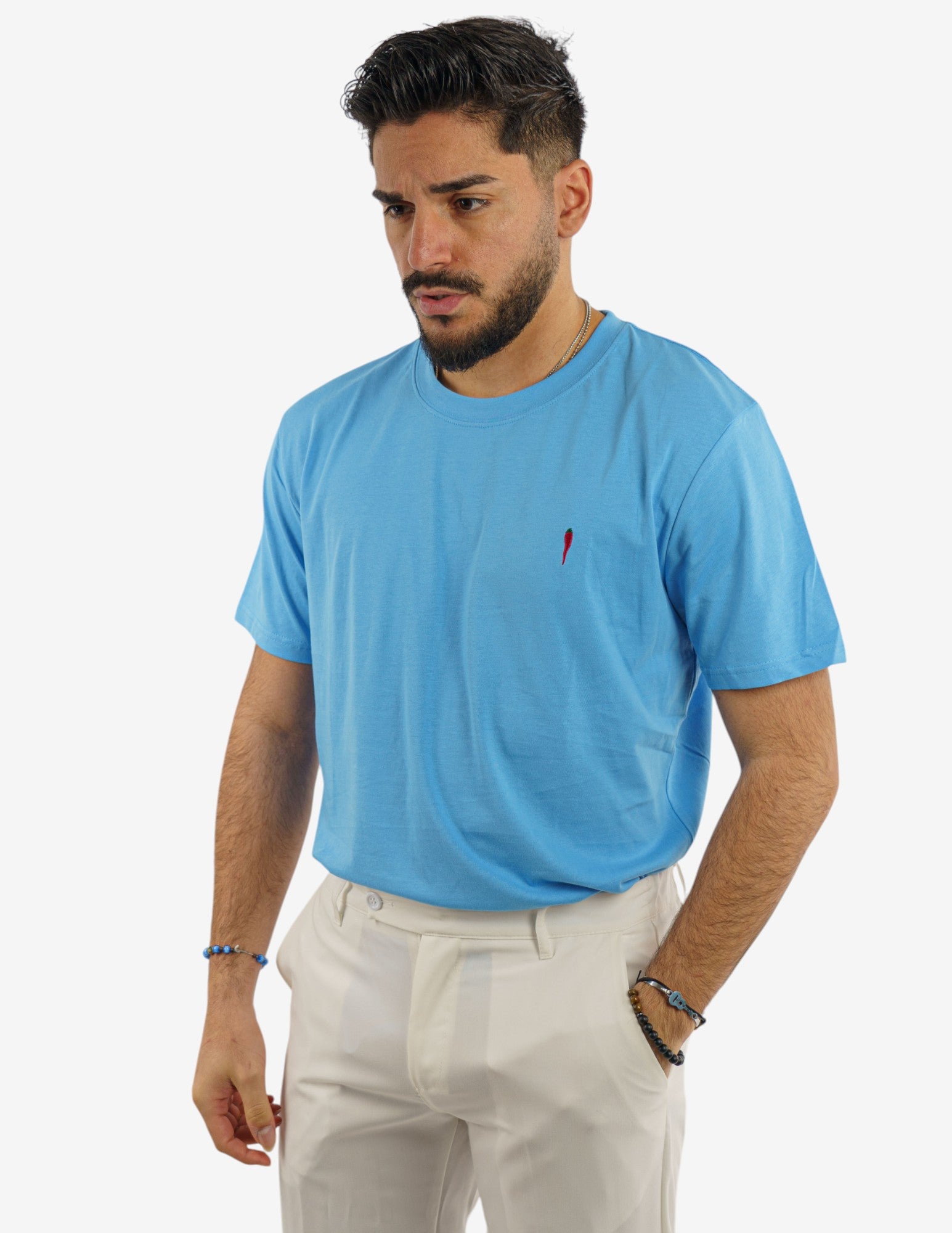 T-SHIRT GIROCOLLO IN COTONE CON RICAMO
