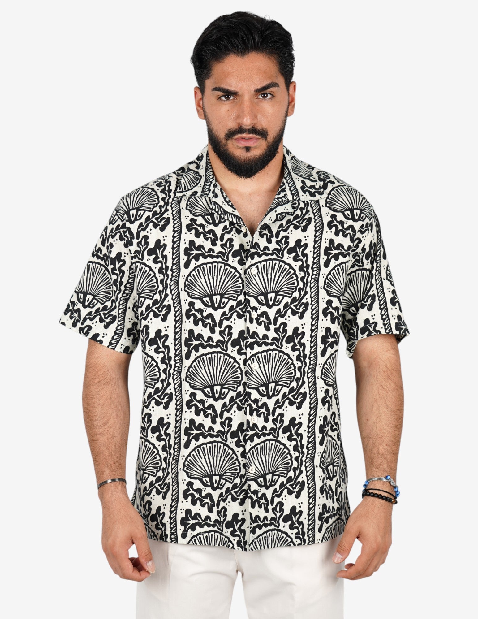 Camicia uomo fantasia etnica manica corta