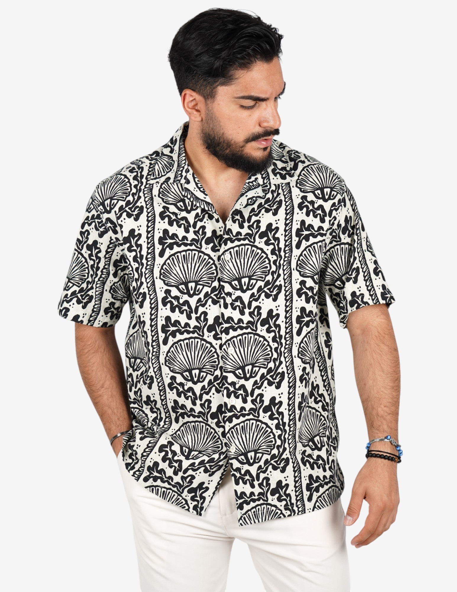 Camicia uomo fantasia etnica manica corta