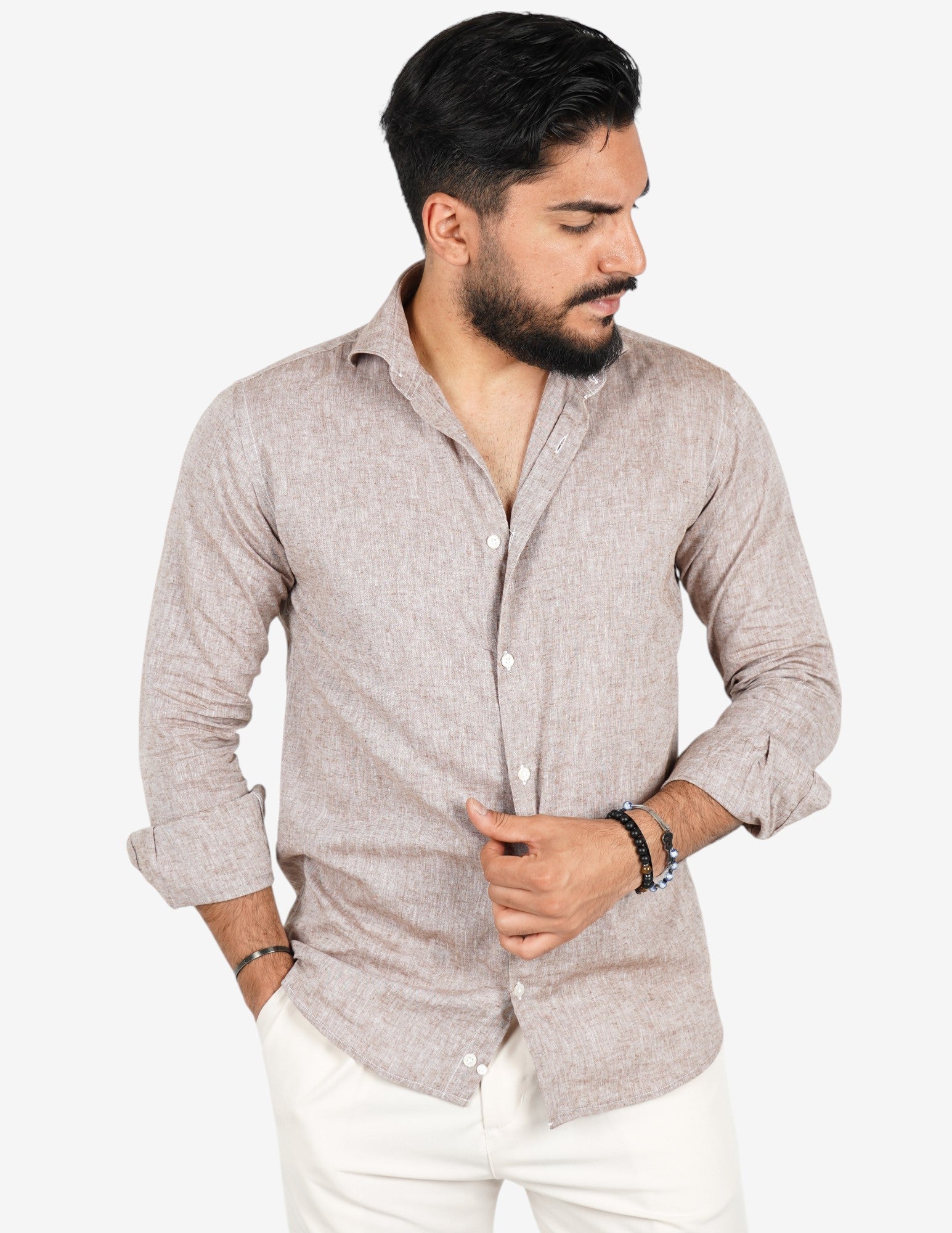camicia uomo profumata in lino collo classico